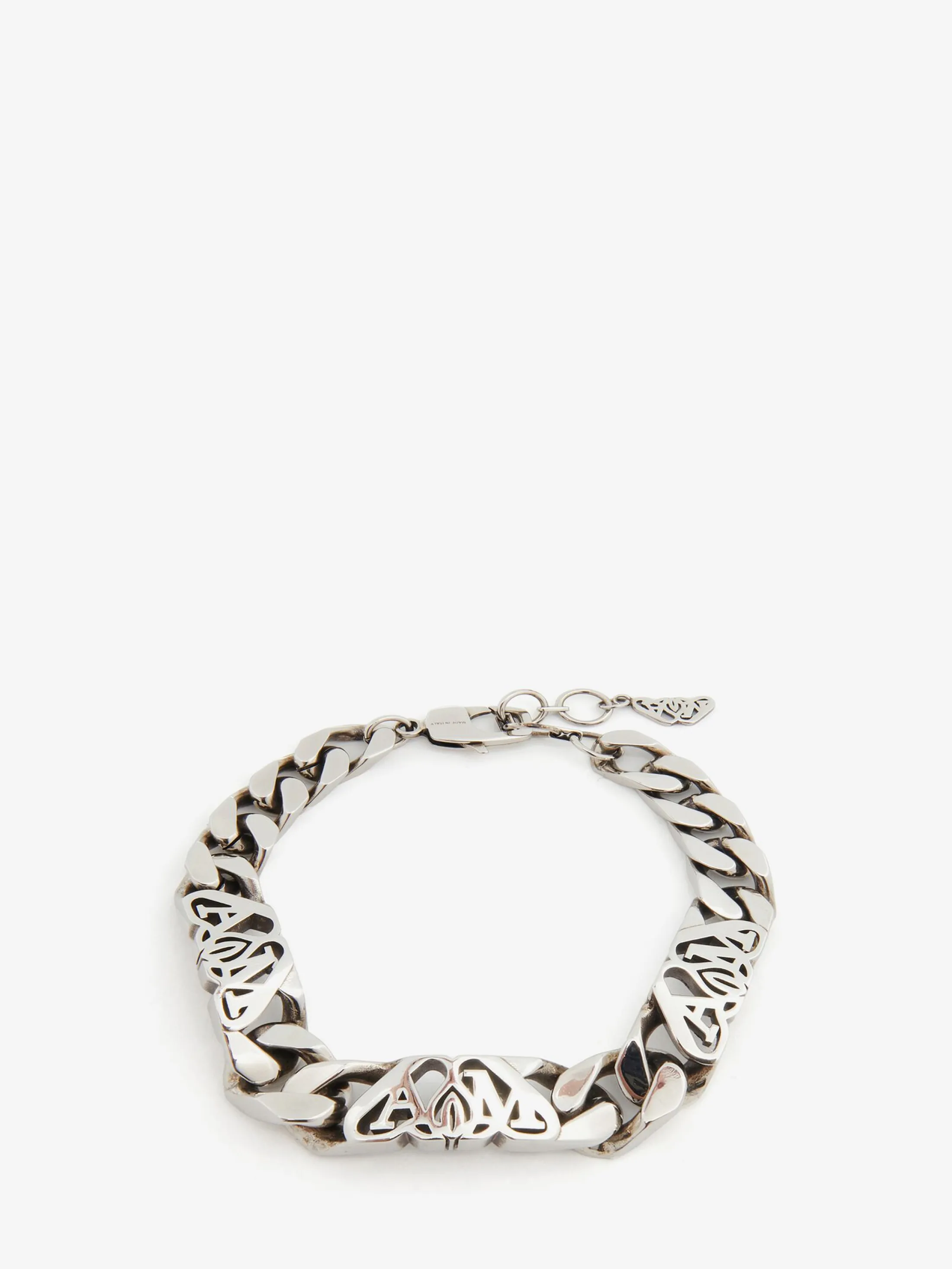 Store Alexander McQueen Men's Seal Logo Chain Bracelet in Antique Silver