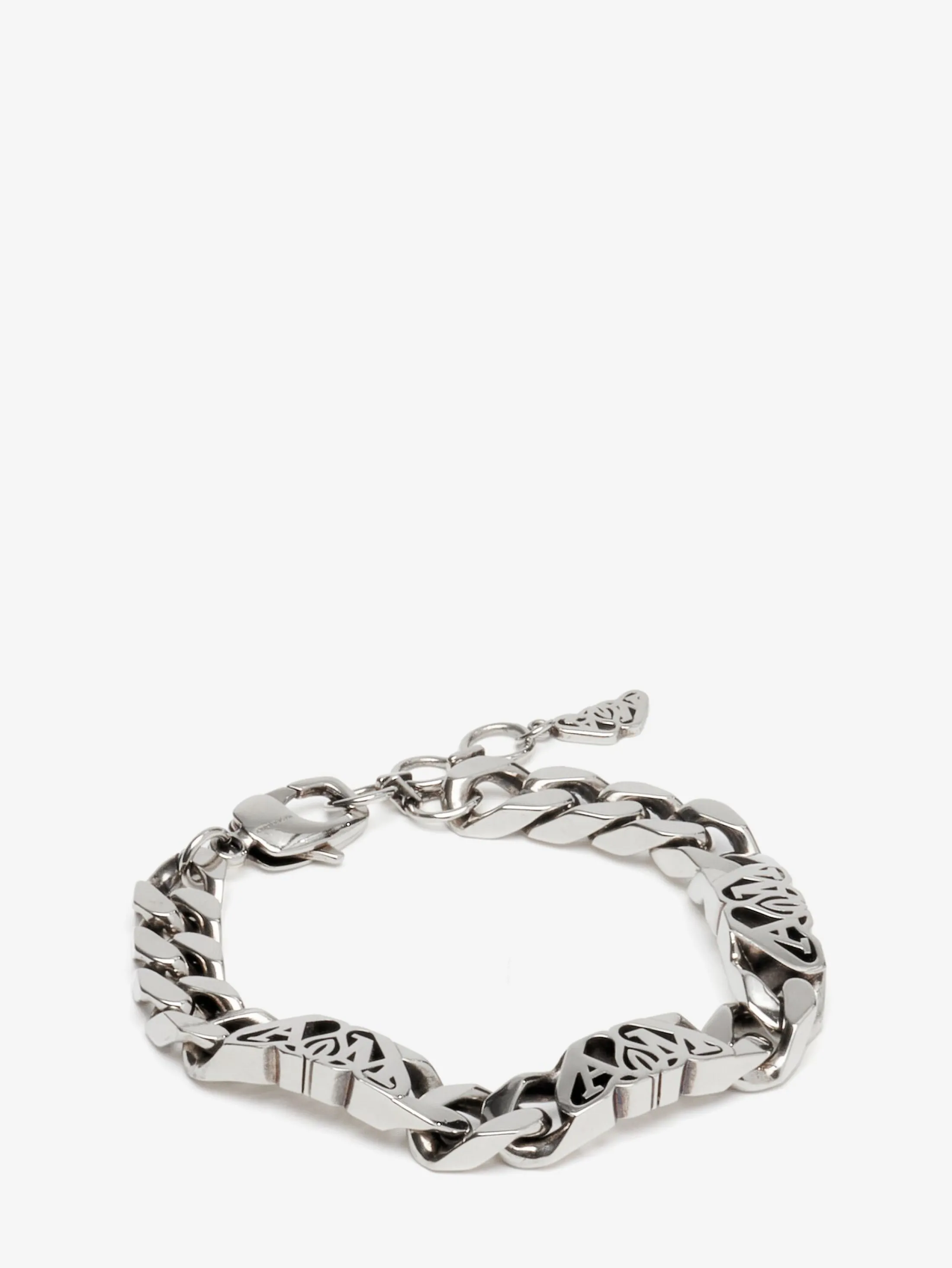 Store Alexander McQueen Men's Seal Logo Chain Bracelet in Antique Silver