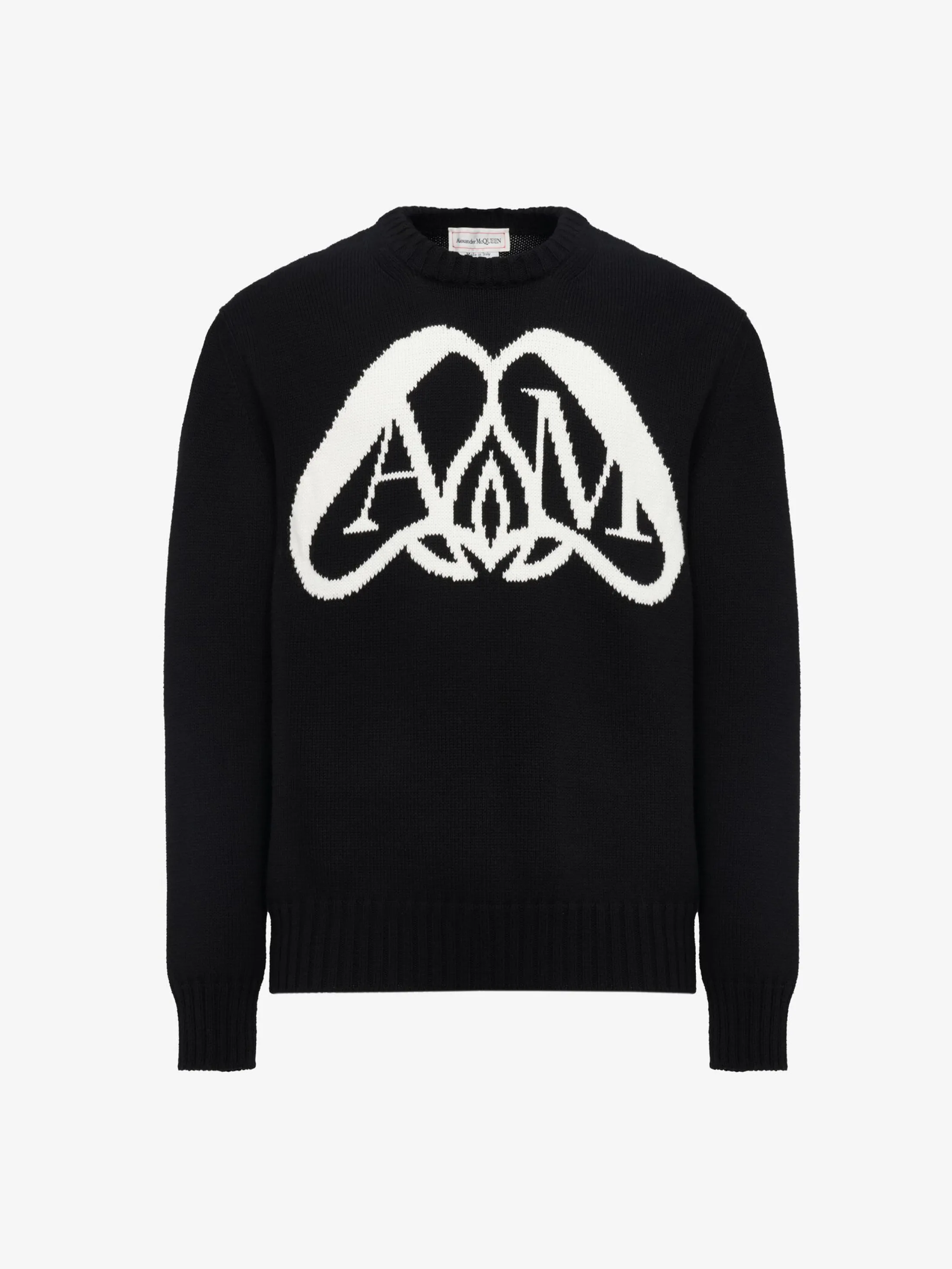 New Alexander McQueen Men's Seal Logo Jumper in Black/Ivory