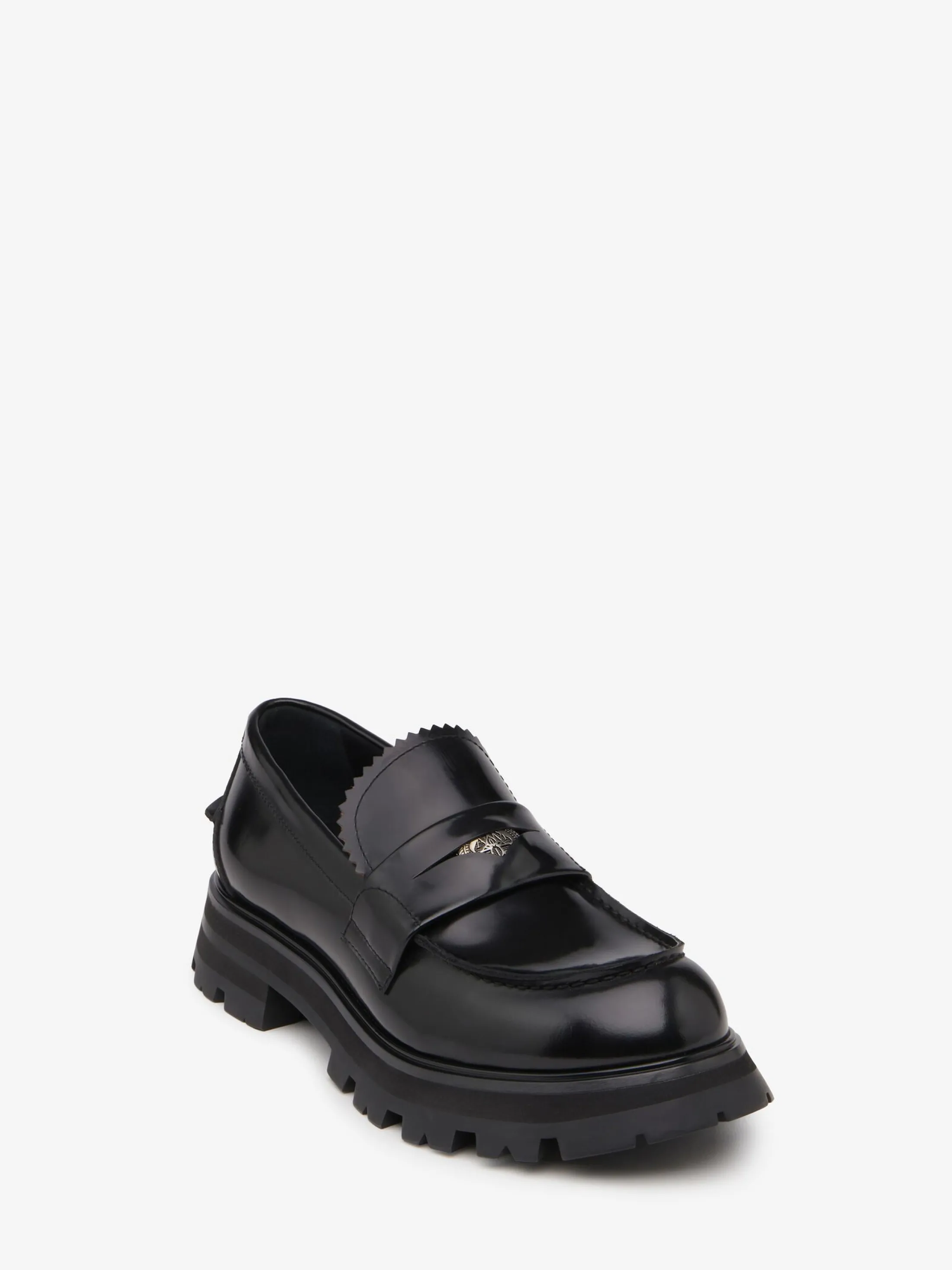 New Alexander McQueen Men's Seal Logo Loafer in Black/Silver