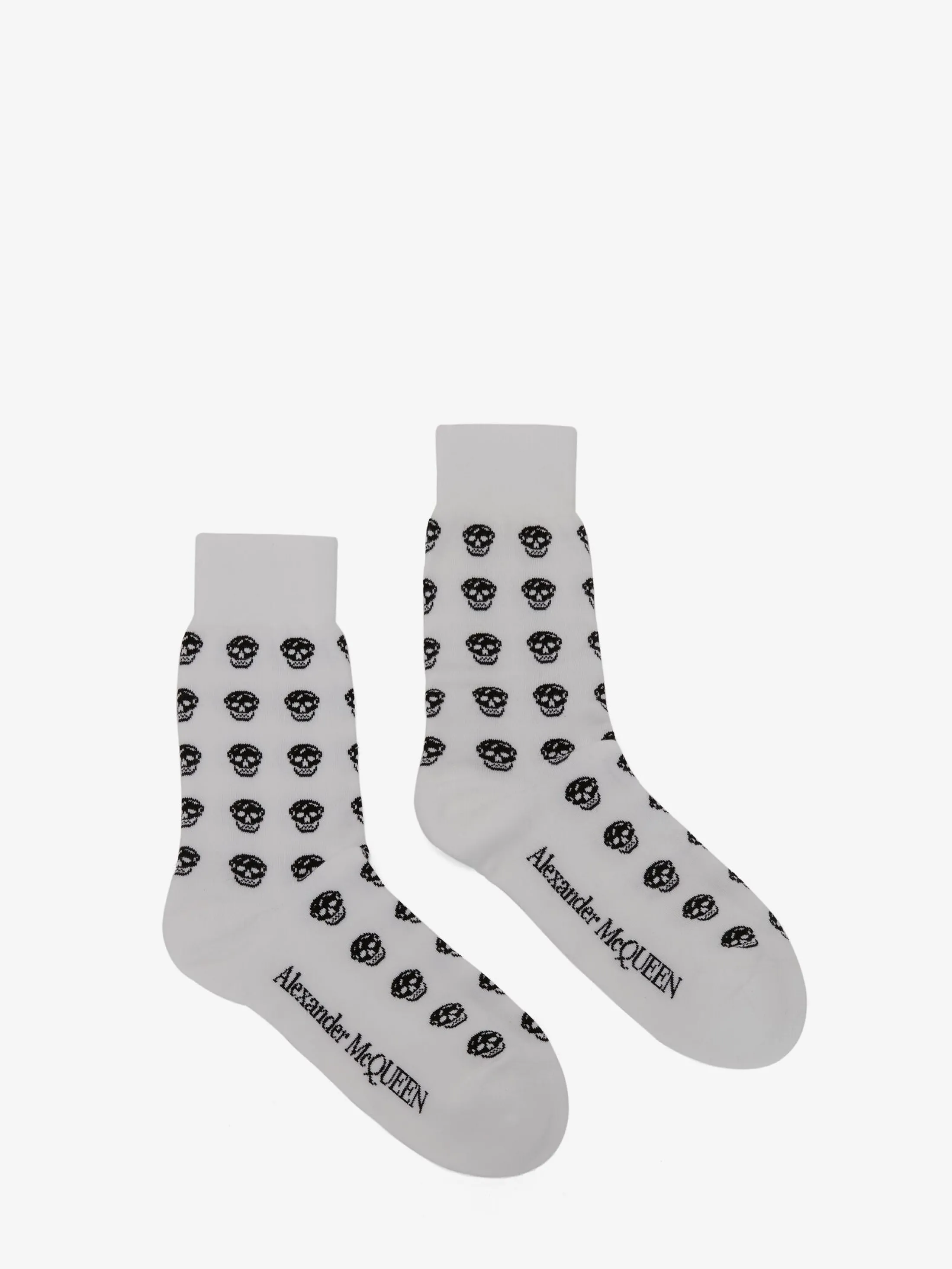 Clearance Alexander McQueen Men's Short Skull Socks in White/Black