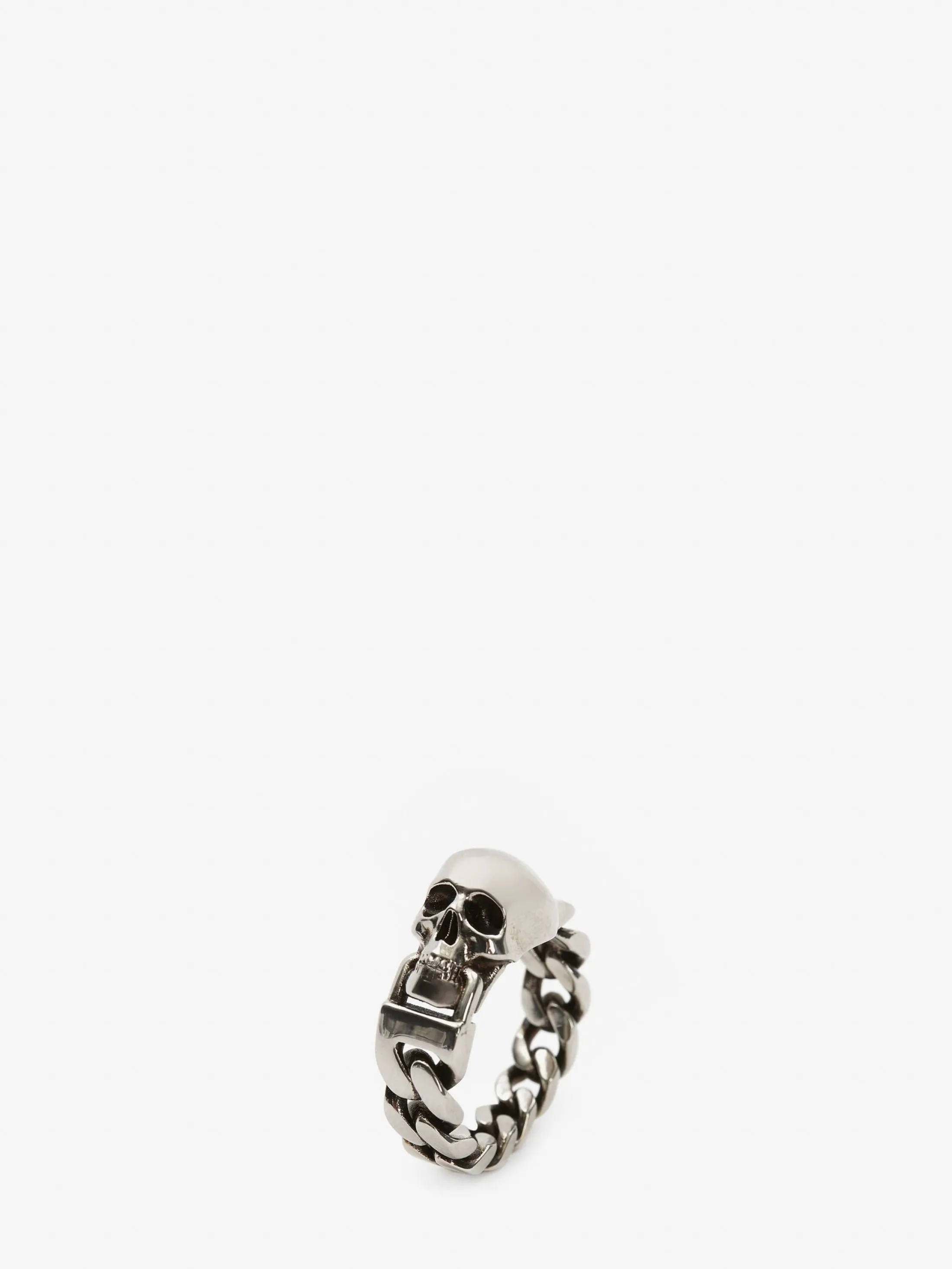 Store Alexander McQueen Men's Skull Chain Ring in Antique Silver