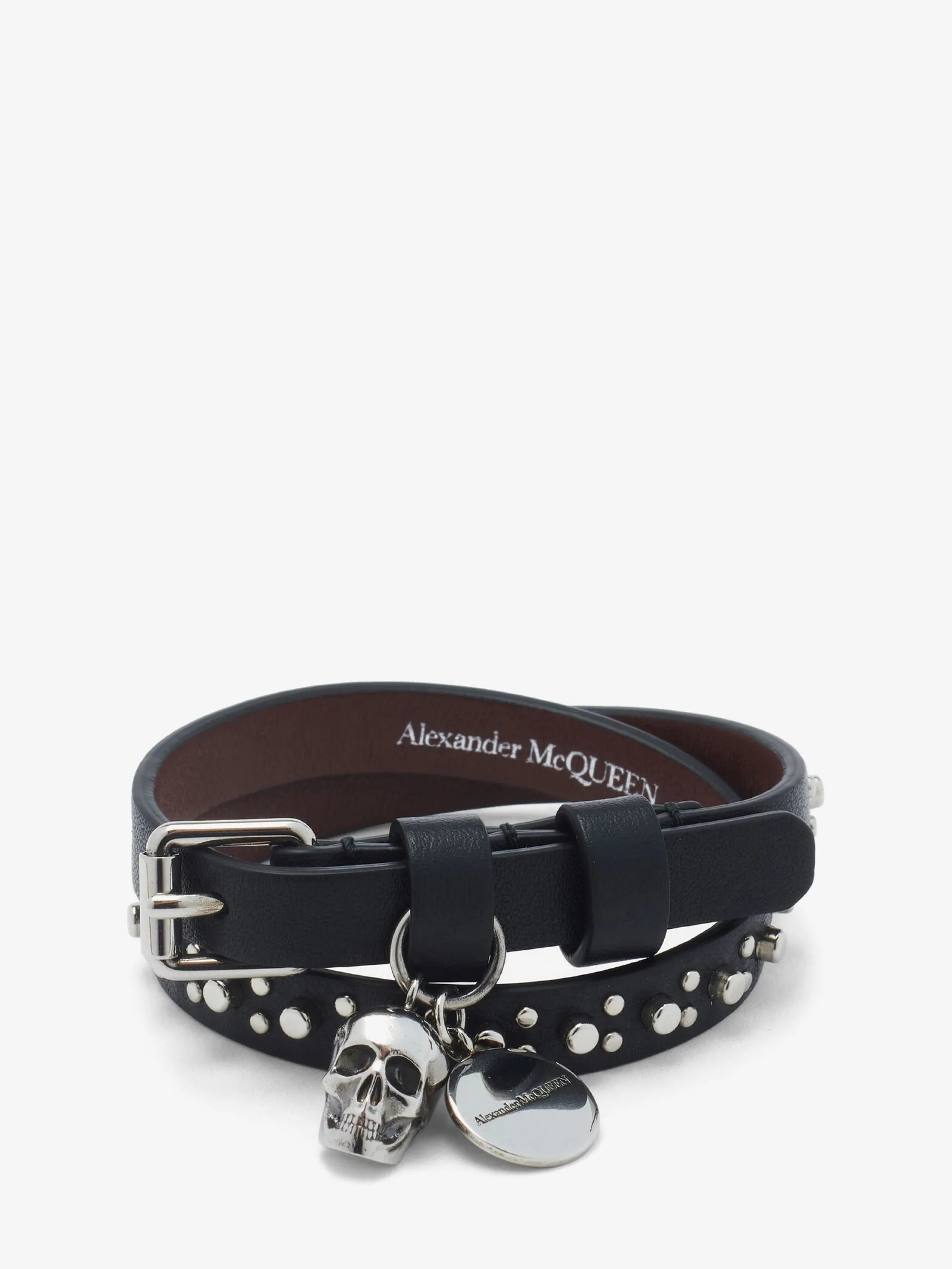 New Alexander McQueen Men's Skull Double Wrap Bracelet in Black