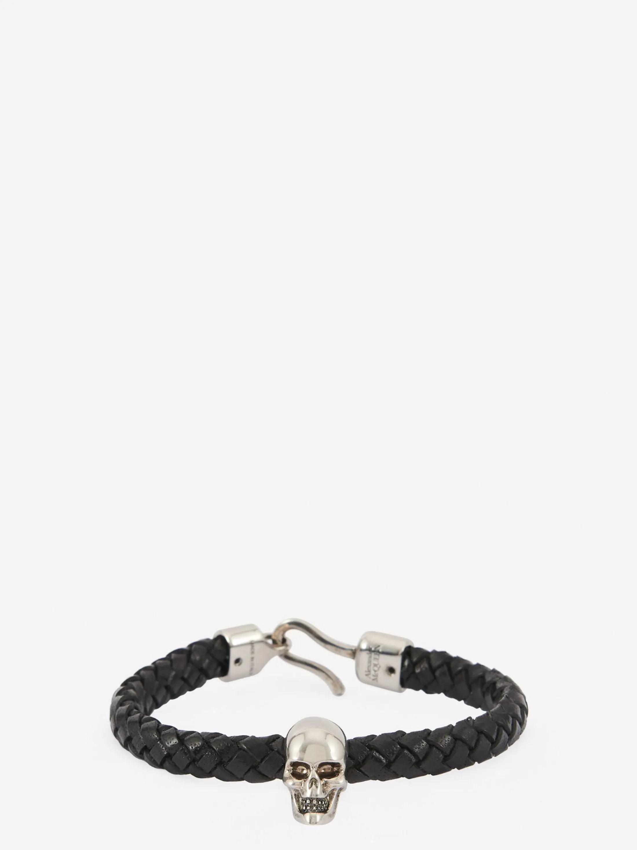 New Alexander McQueen Men's Skull Leather Bracelet in Black