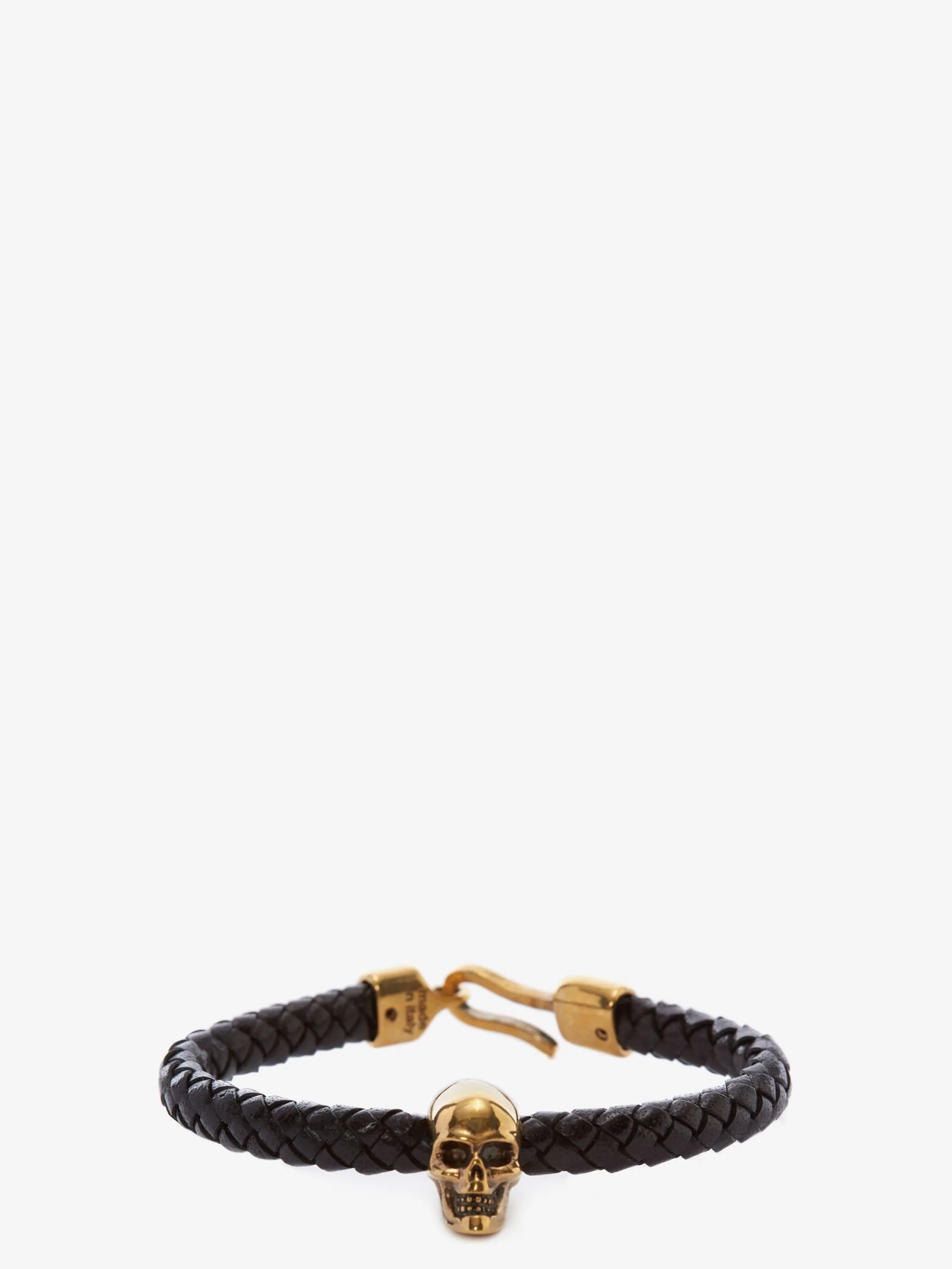 Cheap Alexander McQueen Men's Skull Leather Bracelet in Black