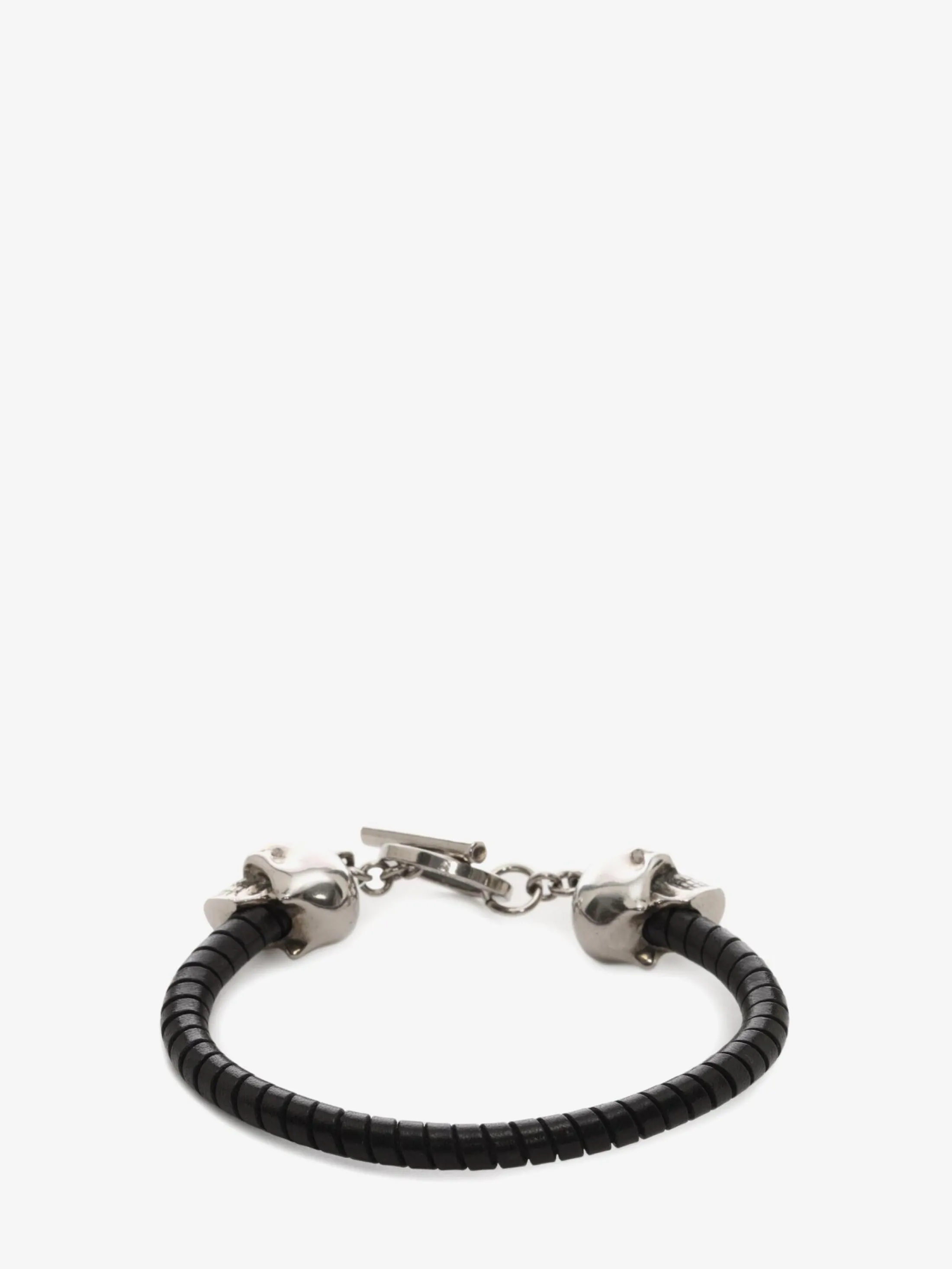 Online Alexander McQueen Men's Skull Leather Bracelet in Black