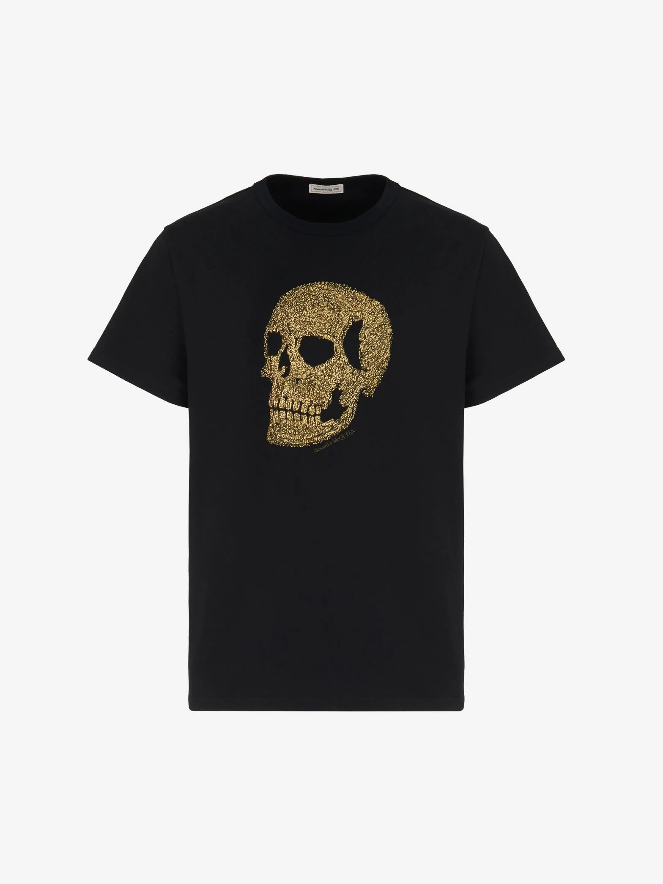 Shop Alexander McQueen Men's Skull T-shirt in Black/ Gold