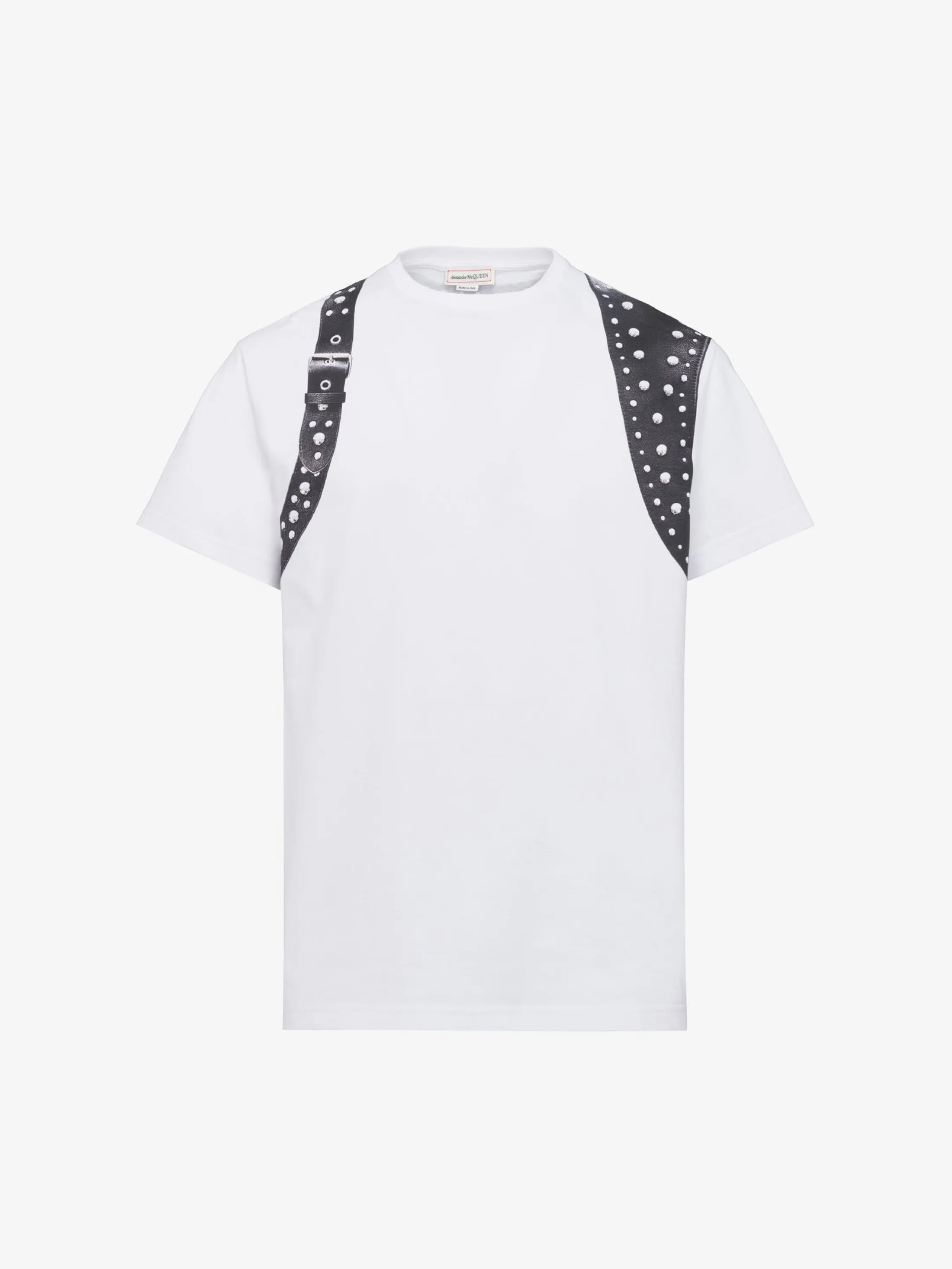 Shop Alexander McQueen Men's Studded Harness T-shirt in White/Black