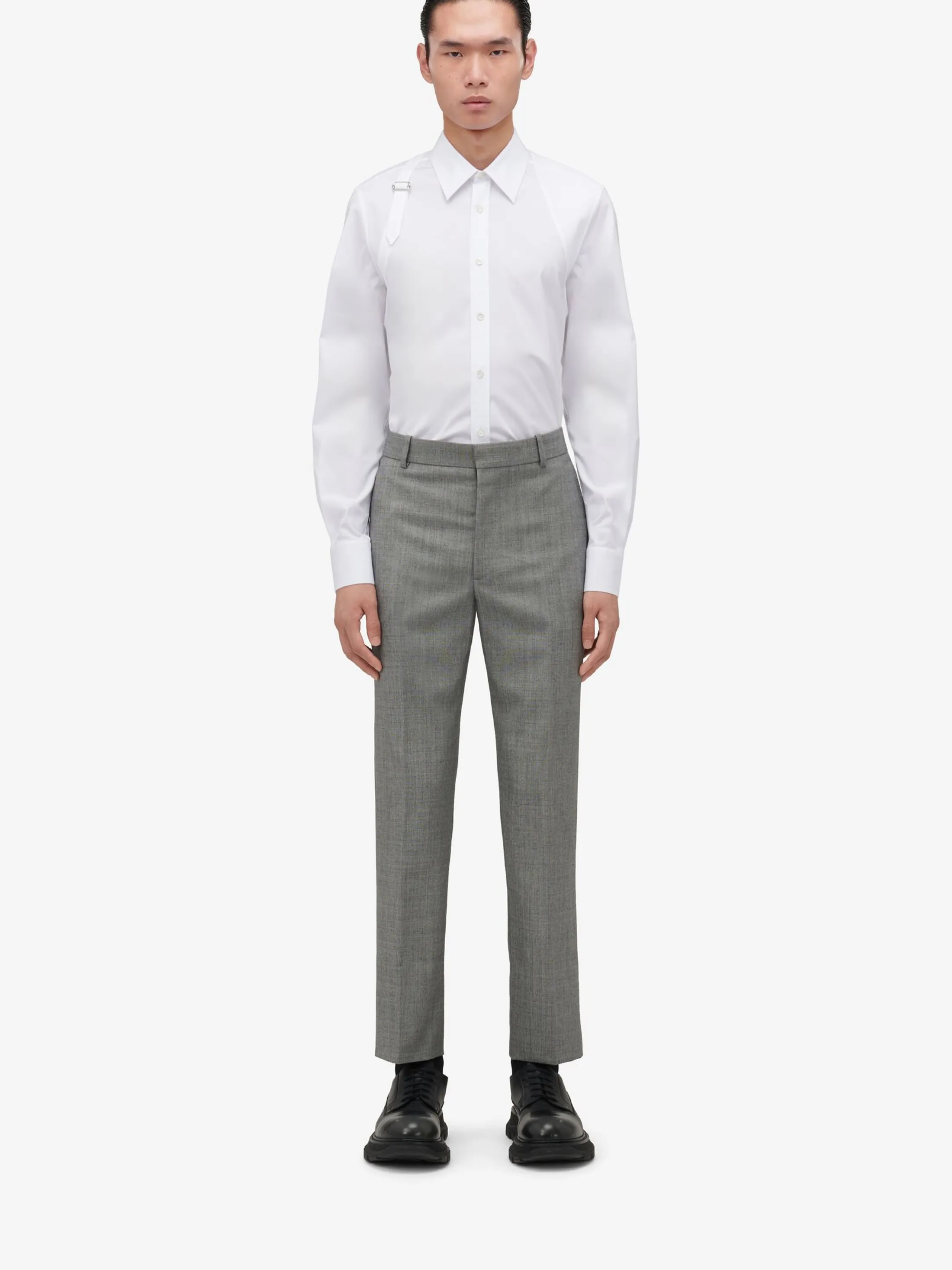 Store Alexander McQueen Men's Tailored Cigarette Trousers in Shark Grey