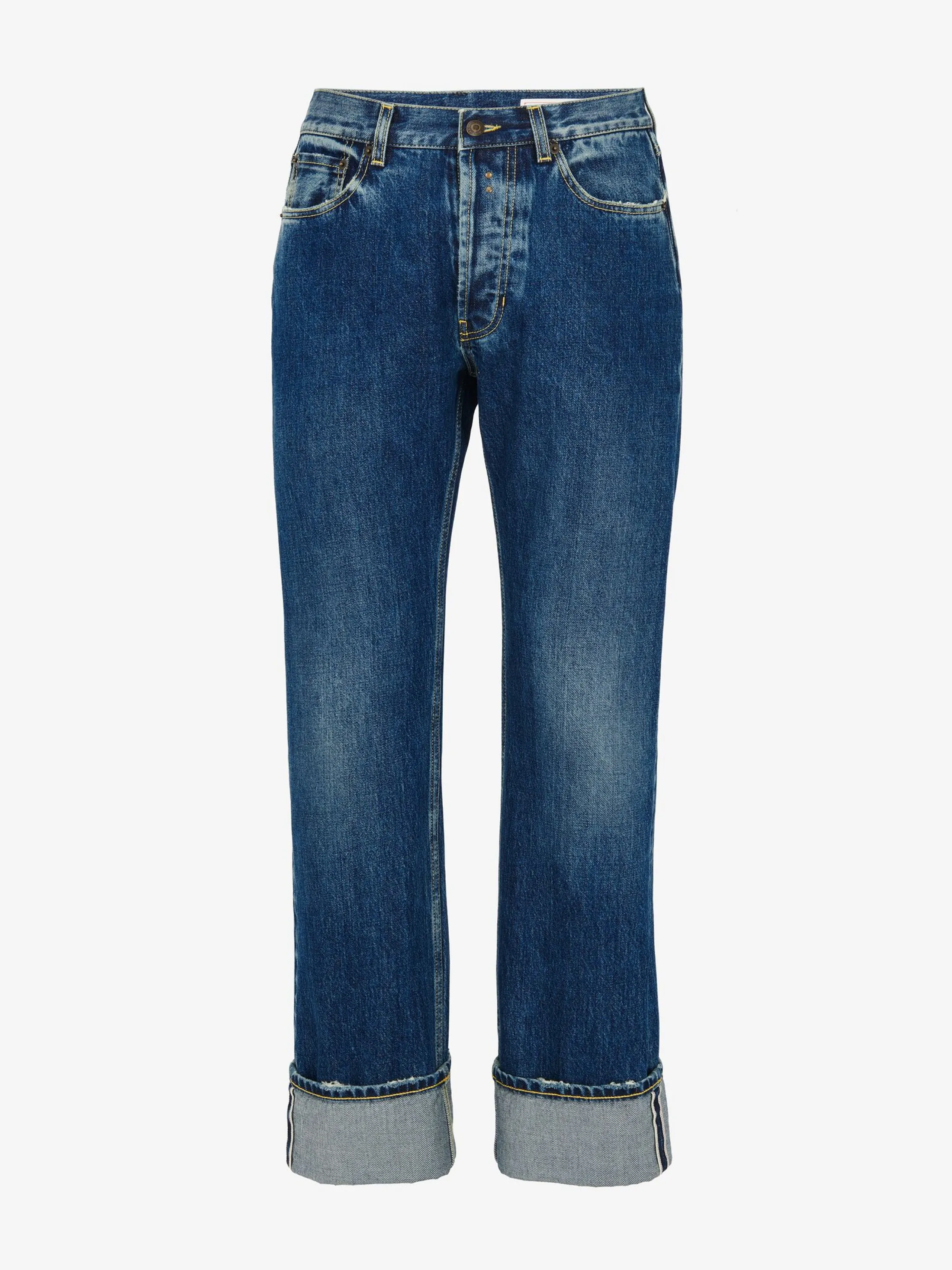 Outlet Alexander McQueen Men's Turn-up Jeans in Washed Blue