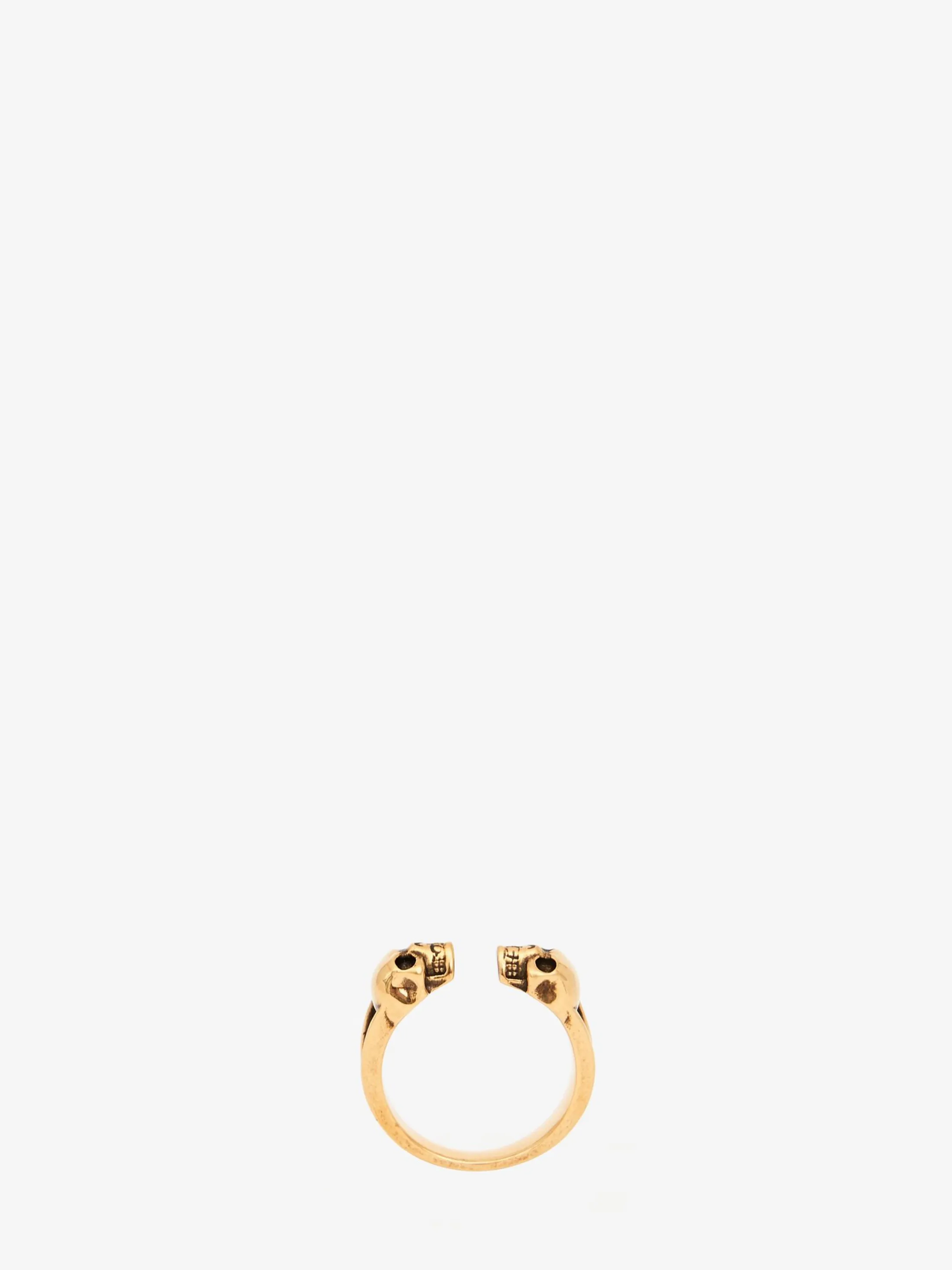 Sale Alexander McQueen Men's Twin Skull Ring in Antique Gold