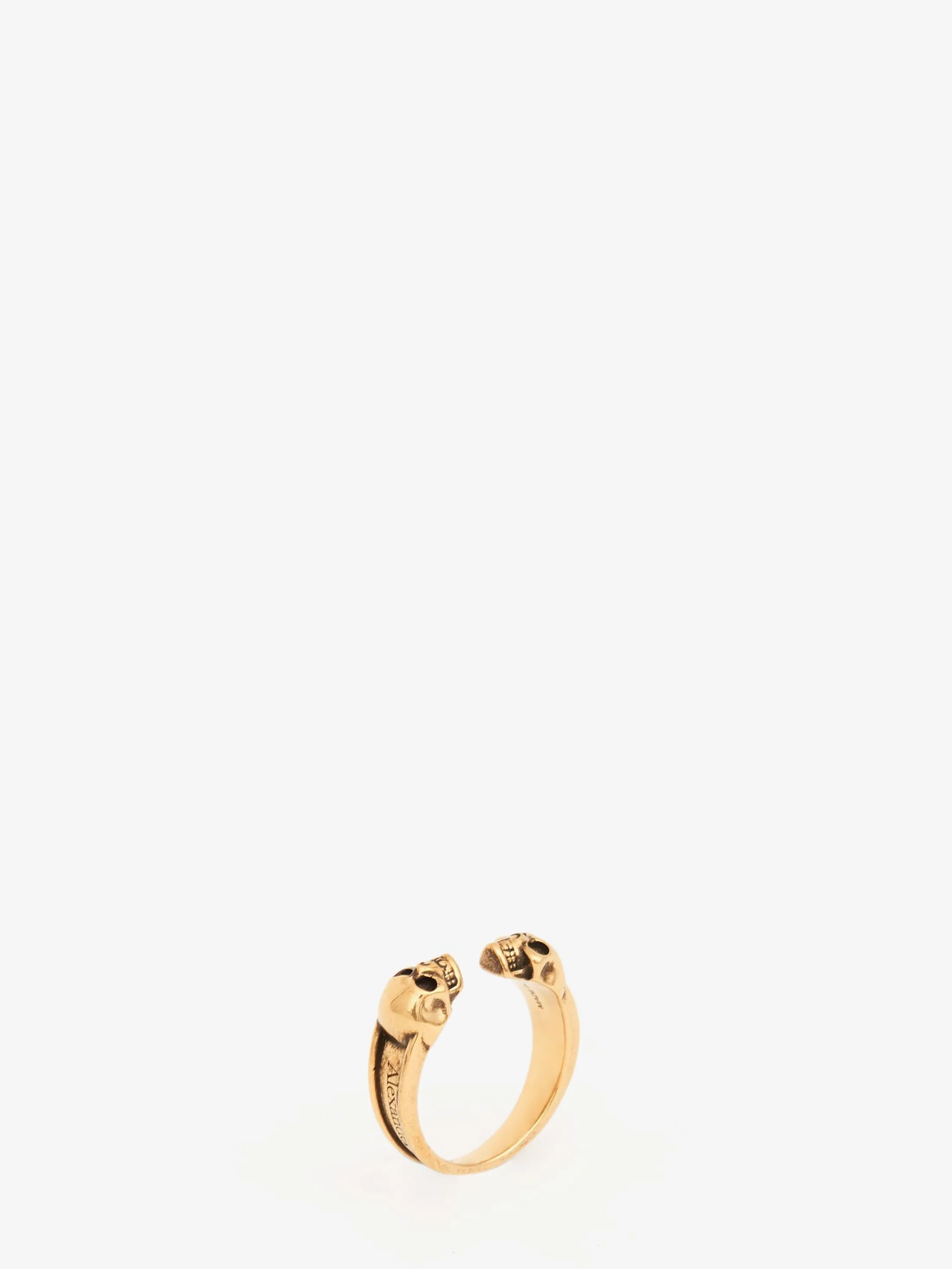 Sale Alexander McQueen Men's Twin Skull Ring in Antique Gold