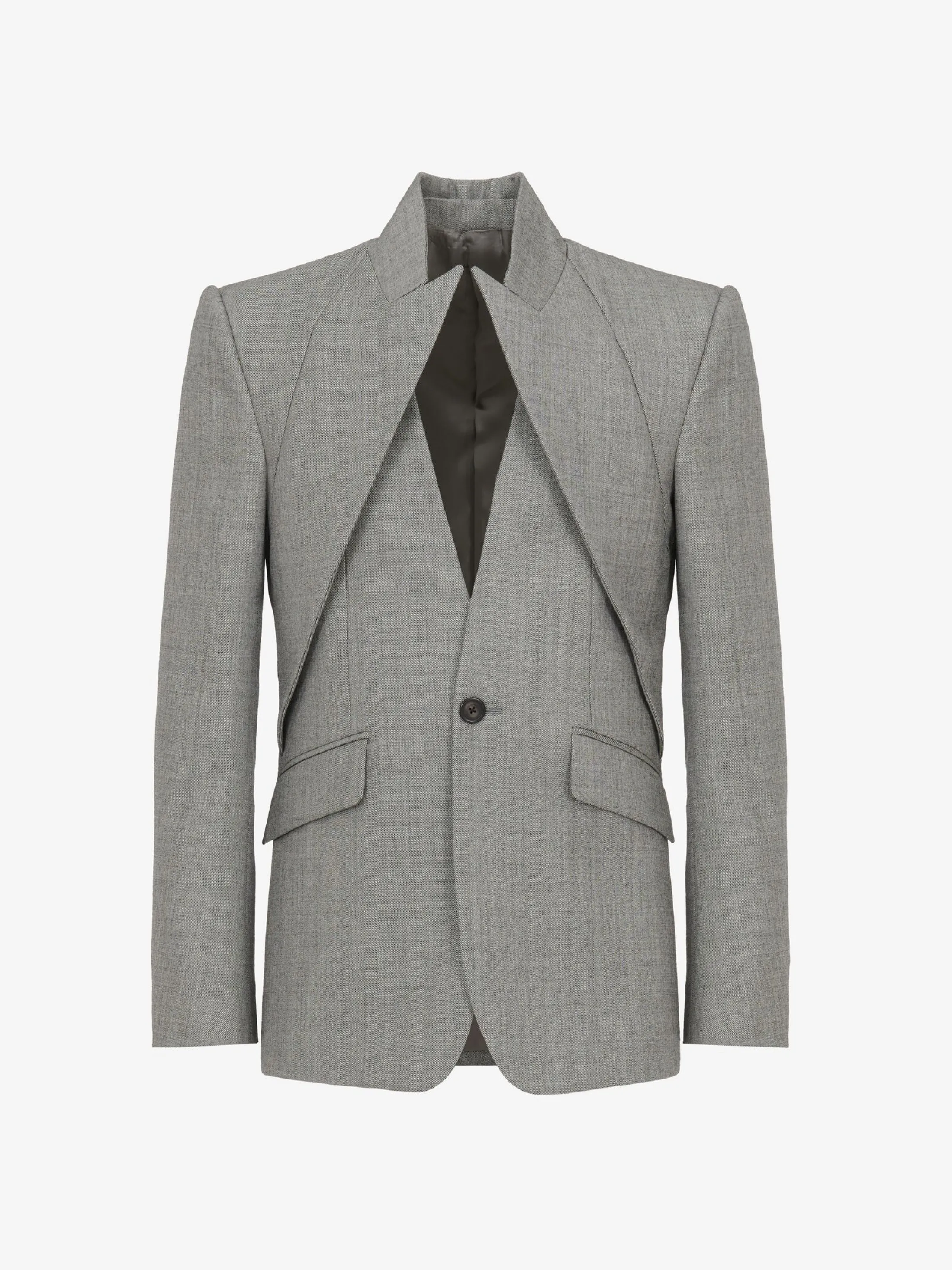 Online Alexander McQueen Men's Twisted Lapel Single-breasted Jacket in Shark Grey