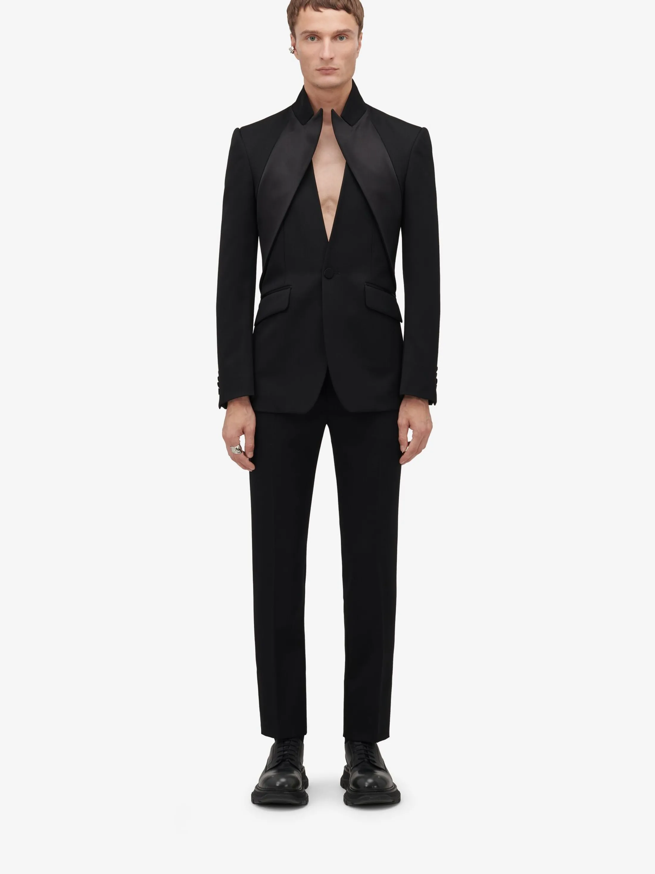 Outlet Alexander McQueen Men's Twisted Lapel Tuxedo Jacket in Black