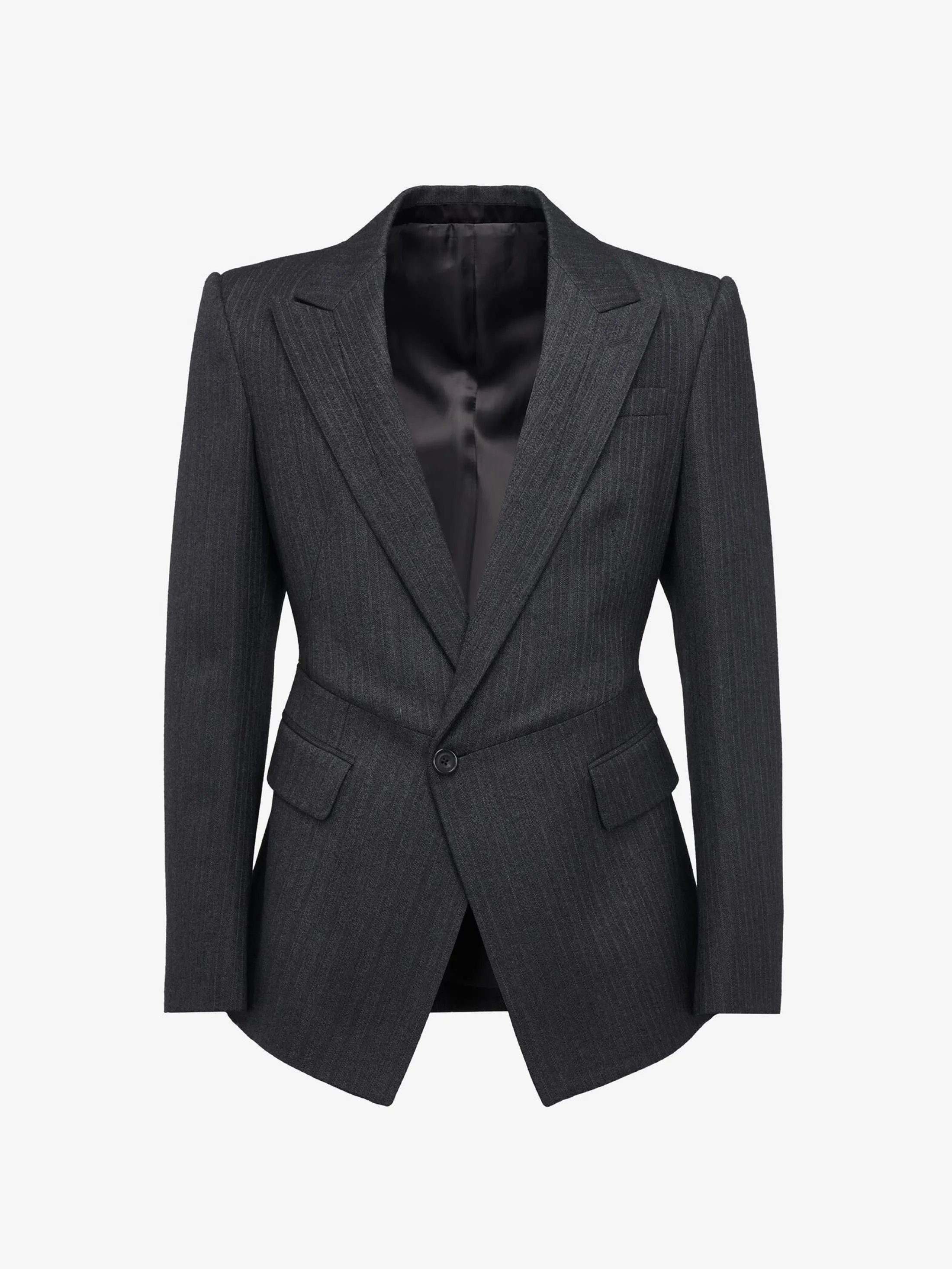 Shop Alexander McQueen Men's Twisted Waist Single-breasted Jacket in Charcoal