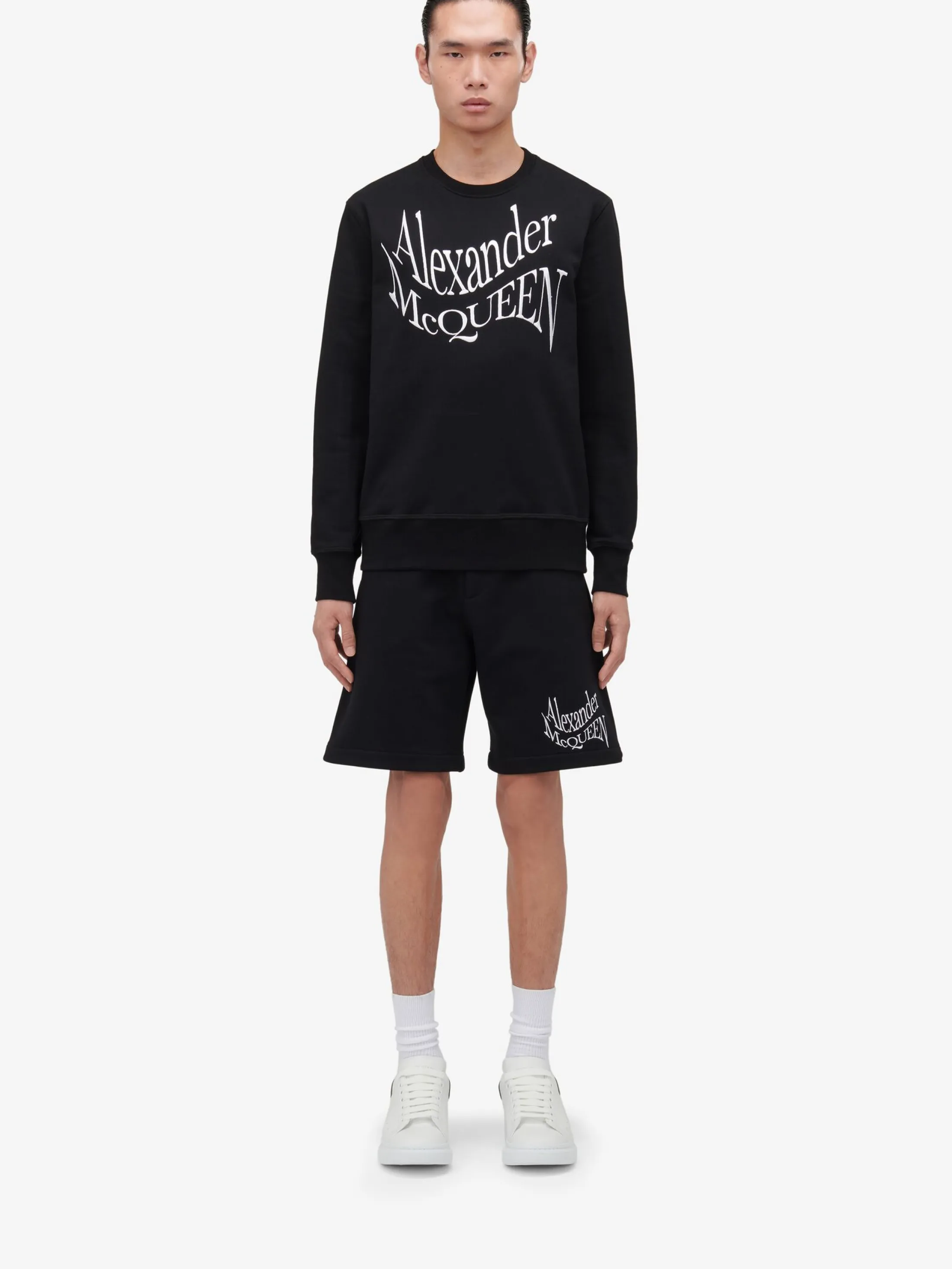 Hot Alexander McQueen Men's Warped Logo Sweatshirt in Black