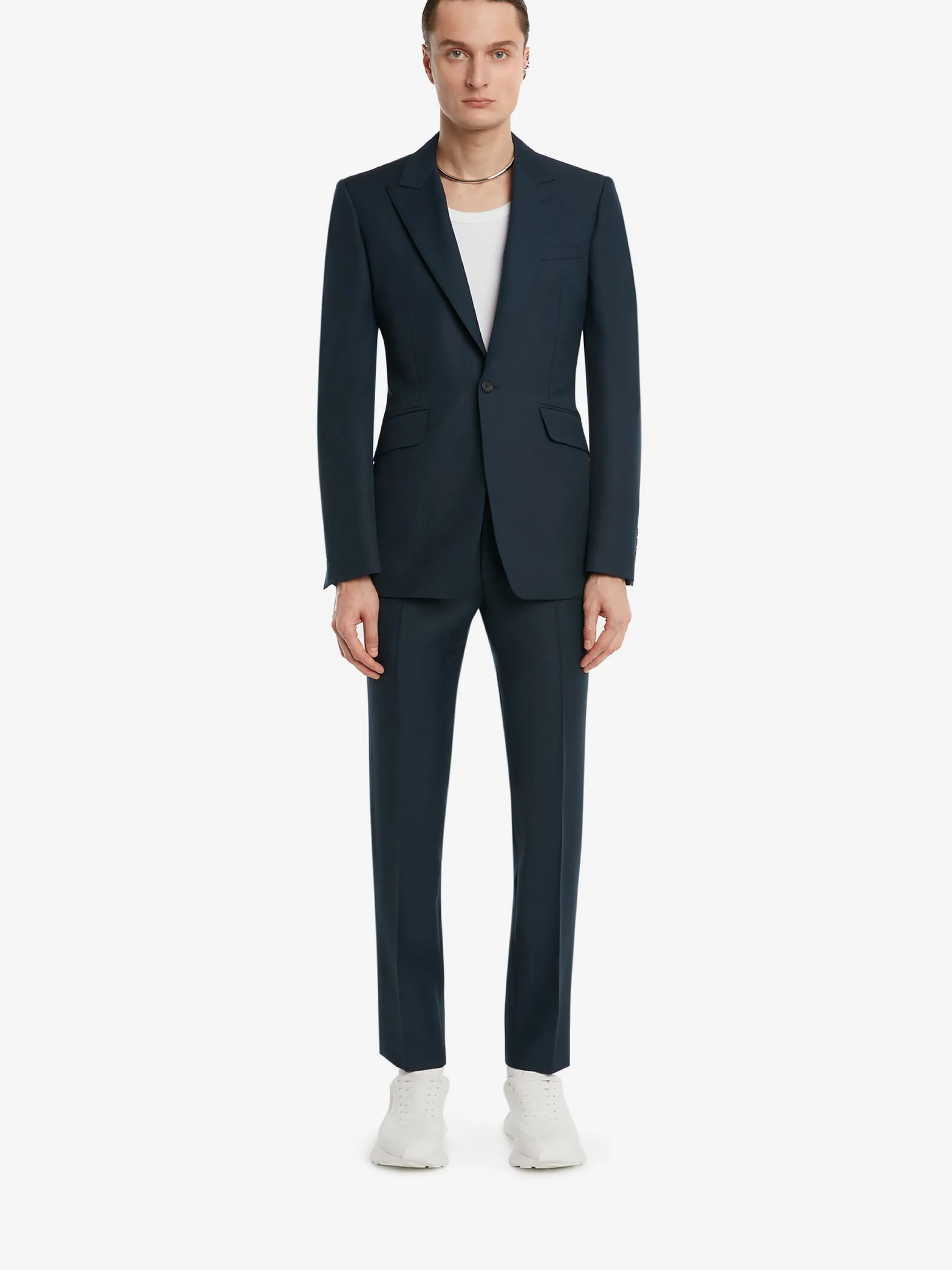 Sale Alexander McQueen Men's Wool Mohair Single-breasted Jacket in Indigo