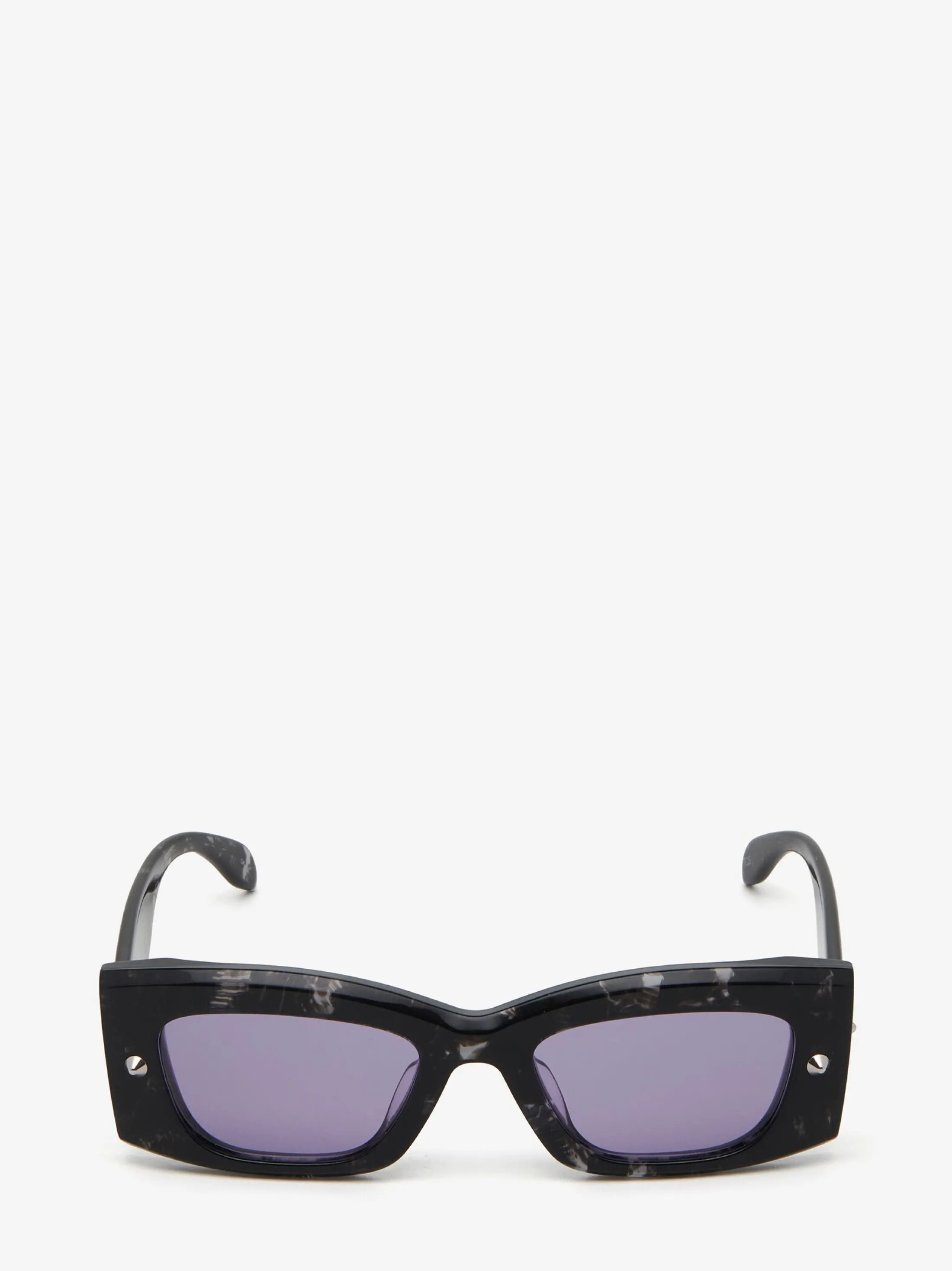 Fashion Alexander McQueen Spike Studs Rectangular Sunglasses in Havana/Violet