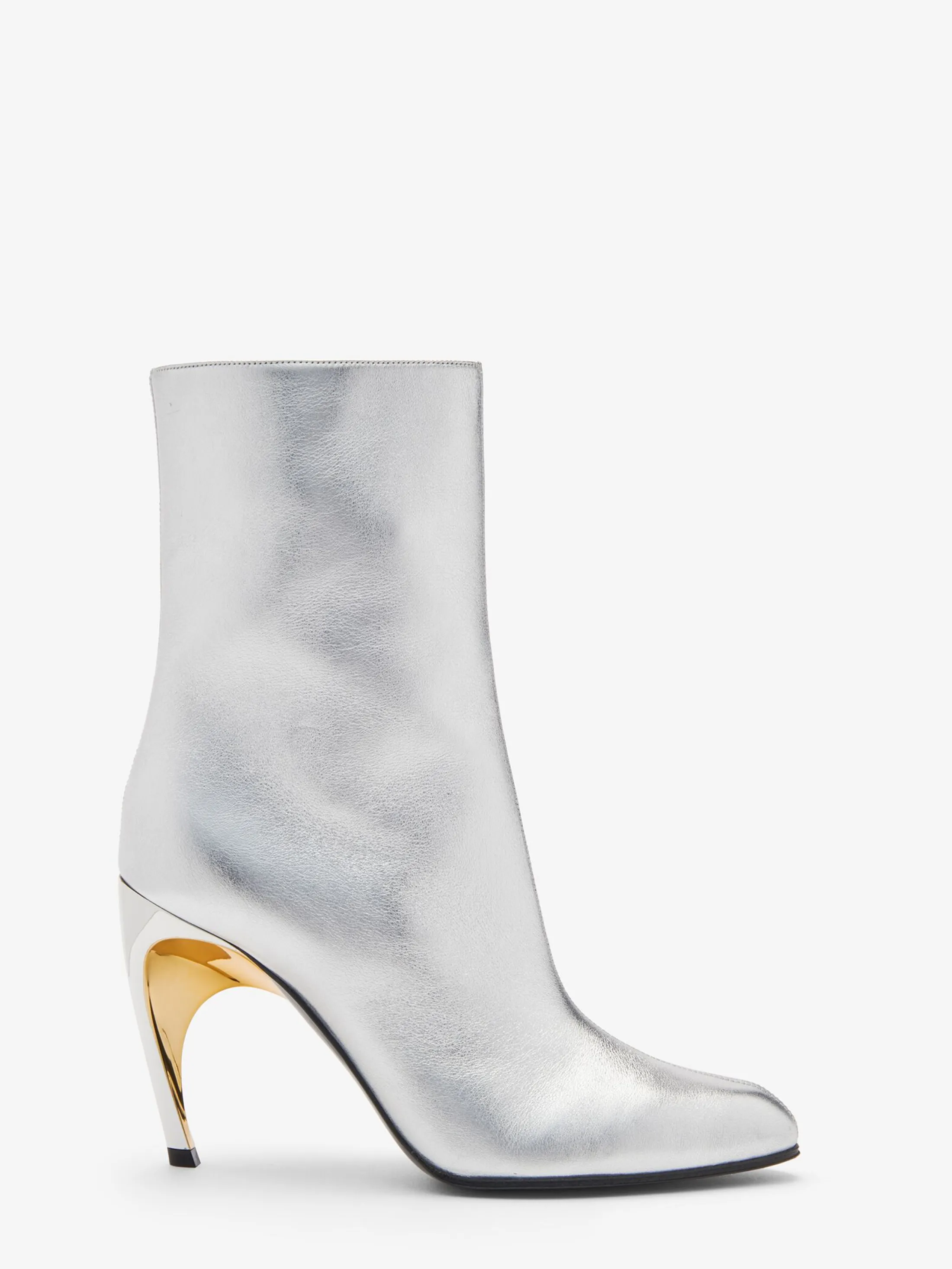 Hot Alexander McQueen Women's Armadillo Ankle Boot in Silver/Gold