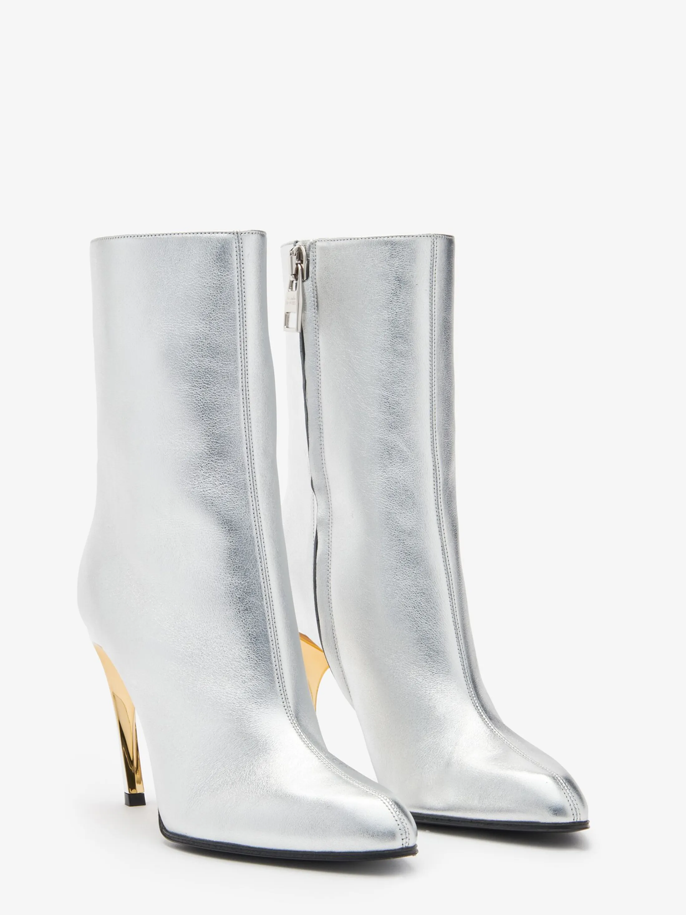 Hot Alexander McQueen Women's Armadillo Ankle Boot in Silver/Gold