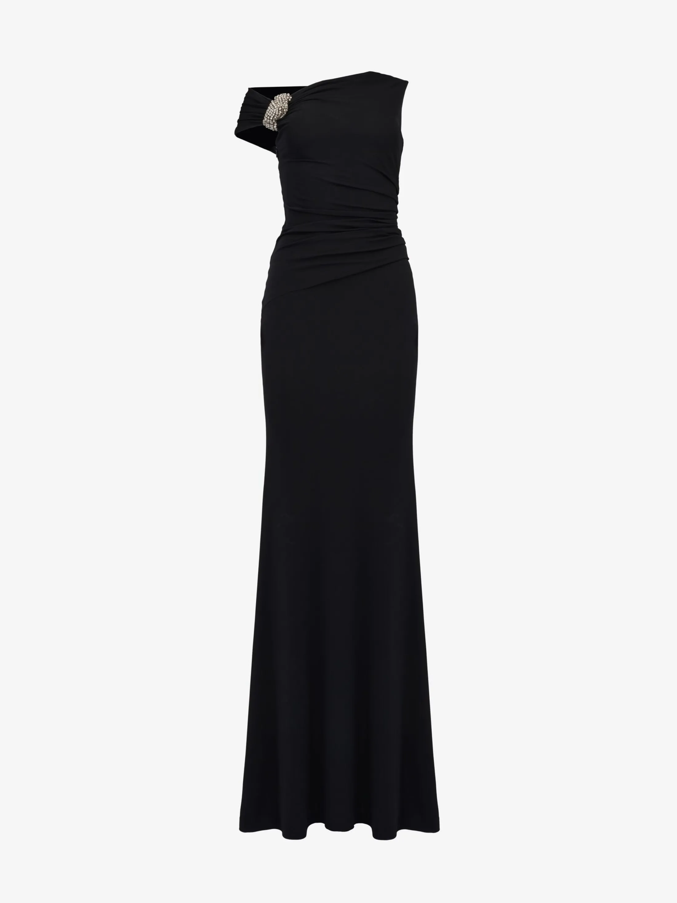 Hot Alexander McQueen Women's Asymmetric Crystal Knot Evening Dress in Black