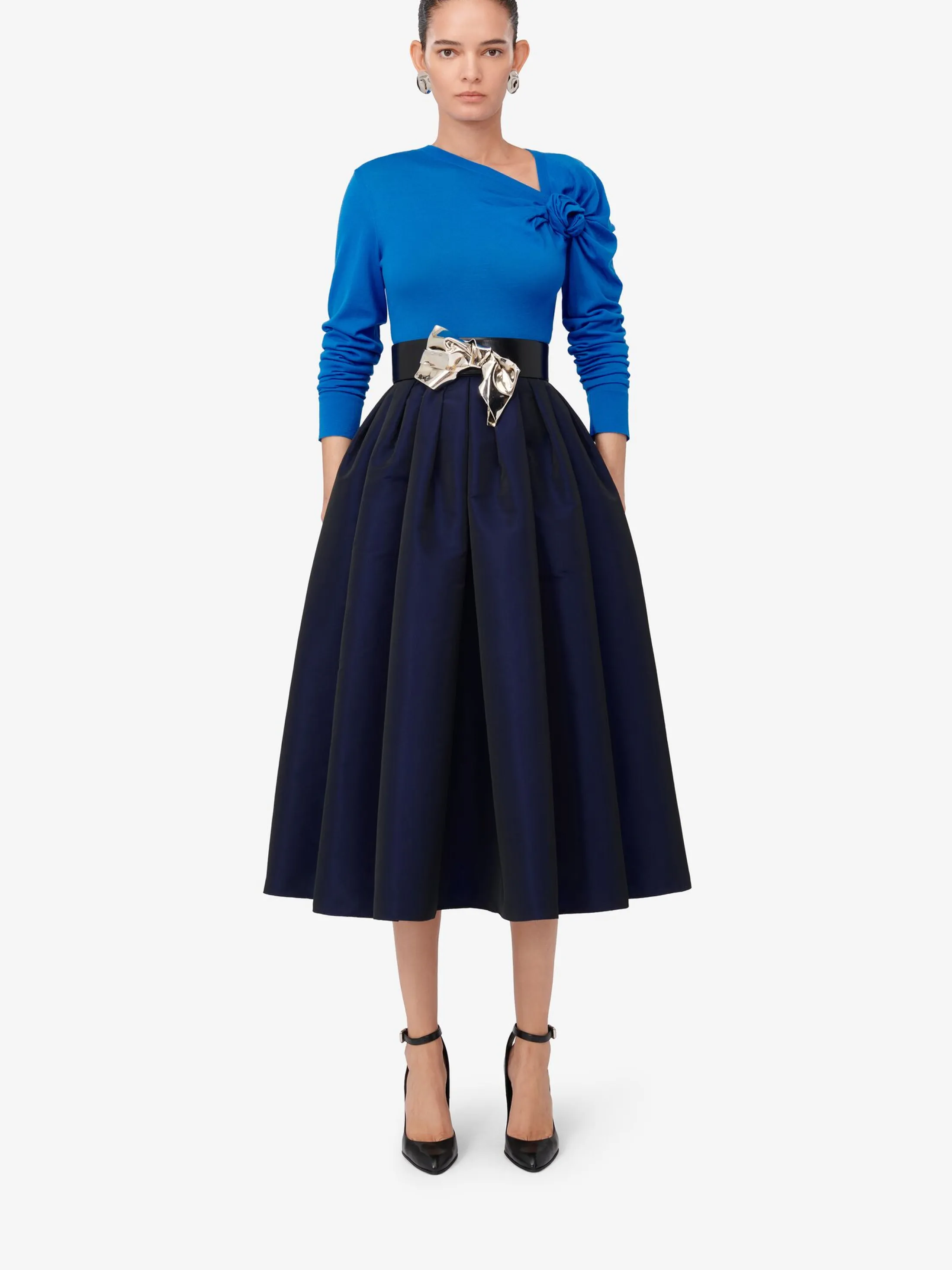 Online Alexander McQueen Women's Asymmetric Knot Jumper in Lapis Blue