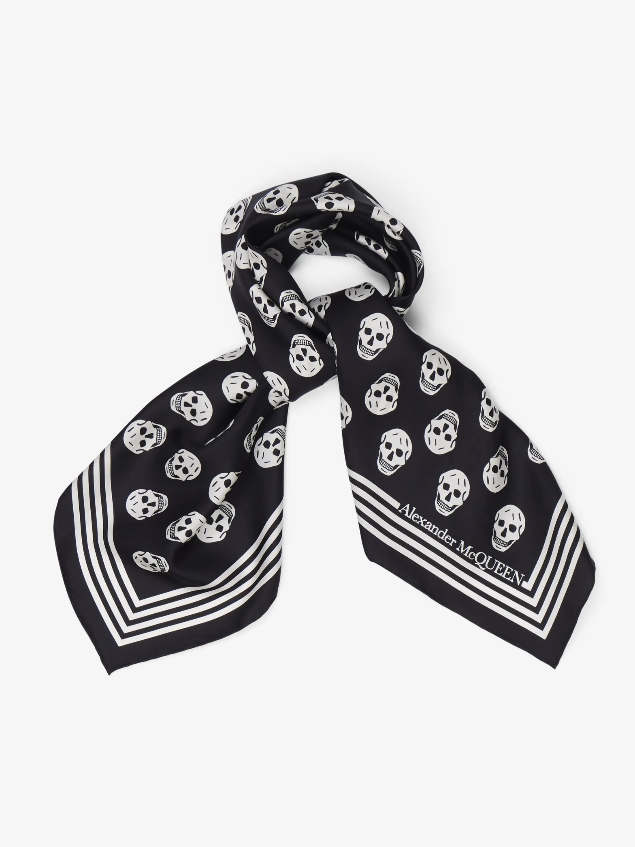 Store Alexander McQueen Women's Biker Skull Scarf in Black