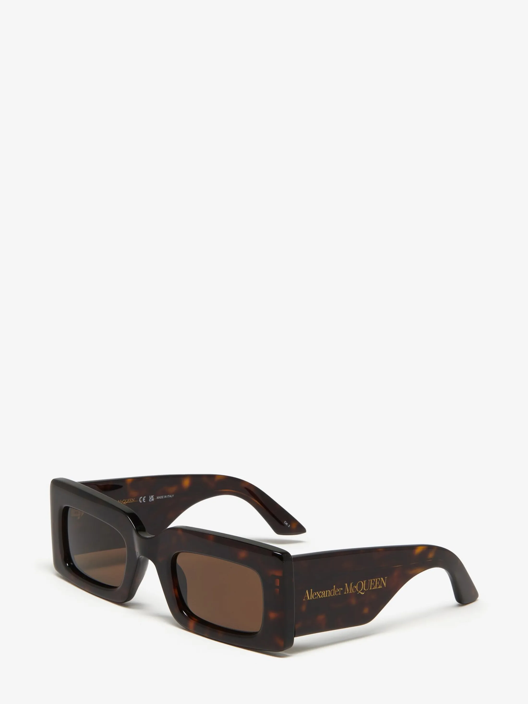 Cheap Alexander McQueen Women's Bold Rectangular Sunglasses in Brown - Havana