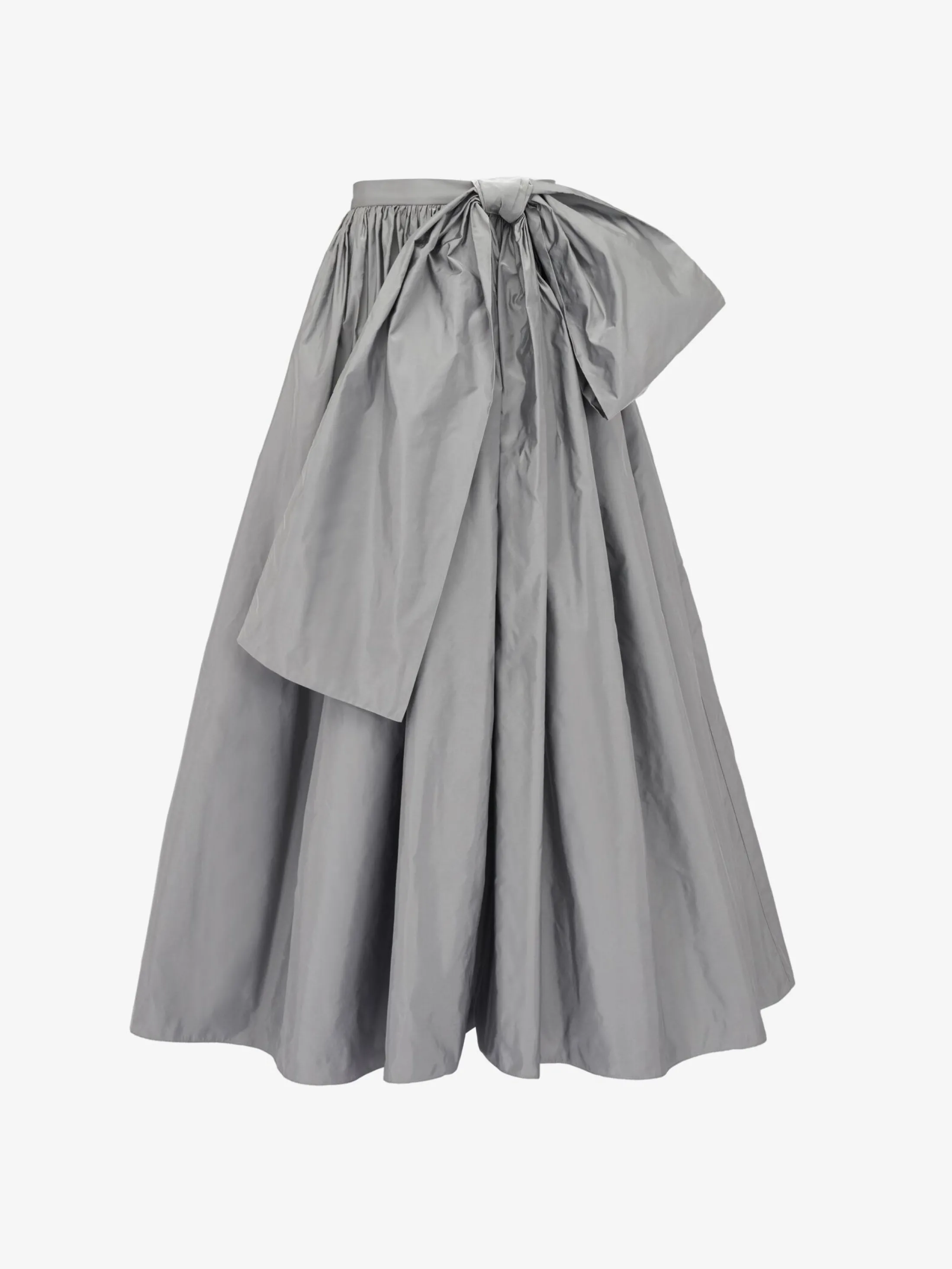 Best Alexander McQueen Women's Bow Detail Gathered Midi Skirt in Silver