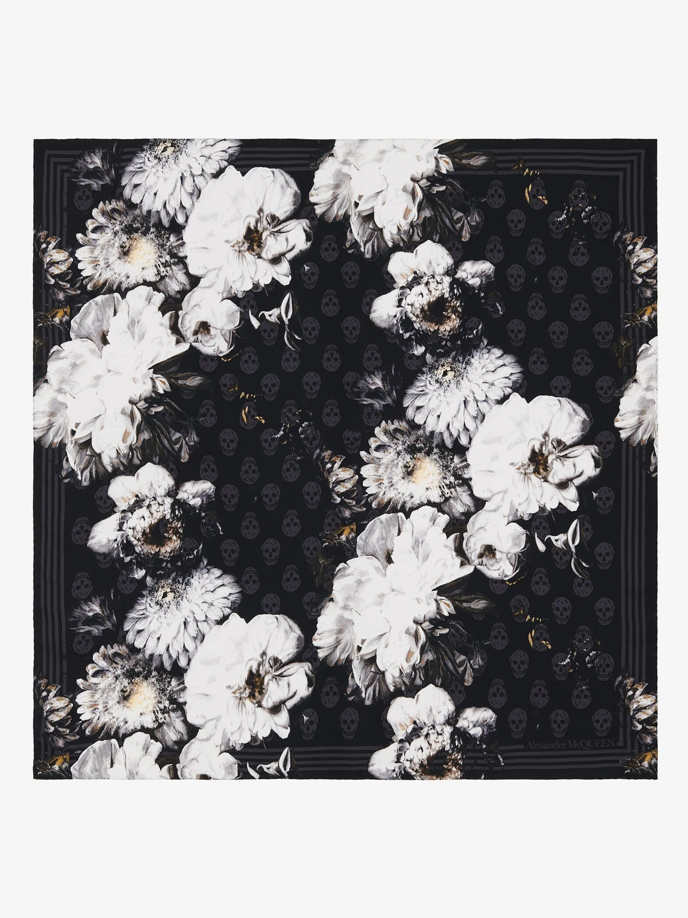 Outlet Alexander McQueen Women's Chiaroscuro Biker Foulard in Black/Ivory