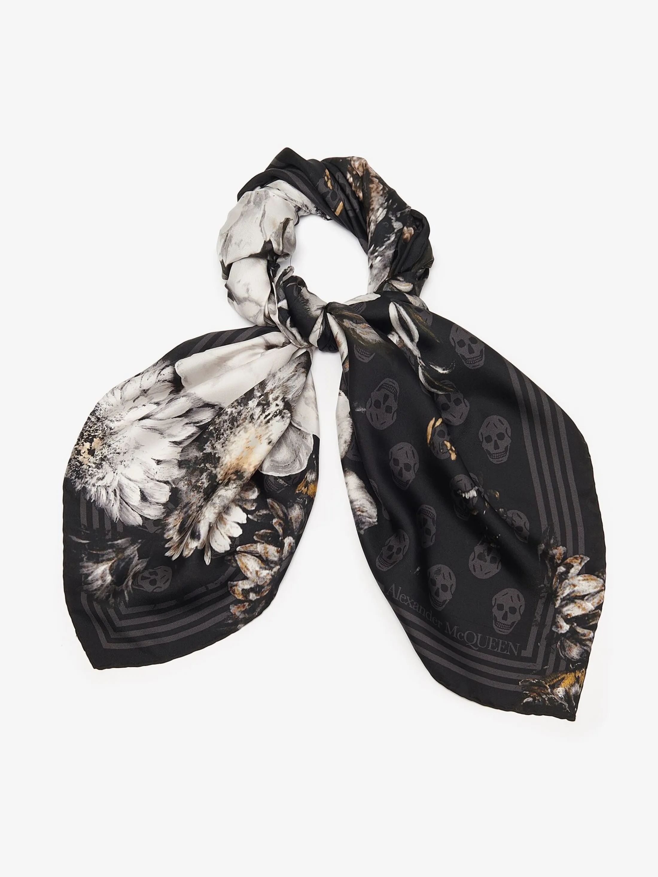 Outlet Alexander McQueen Women's Chiaroscuro Biker Foulard in Black/Ivory