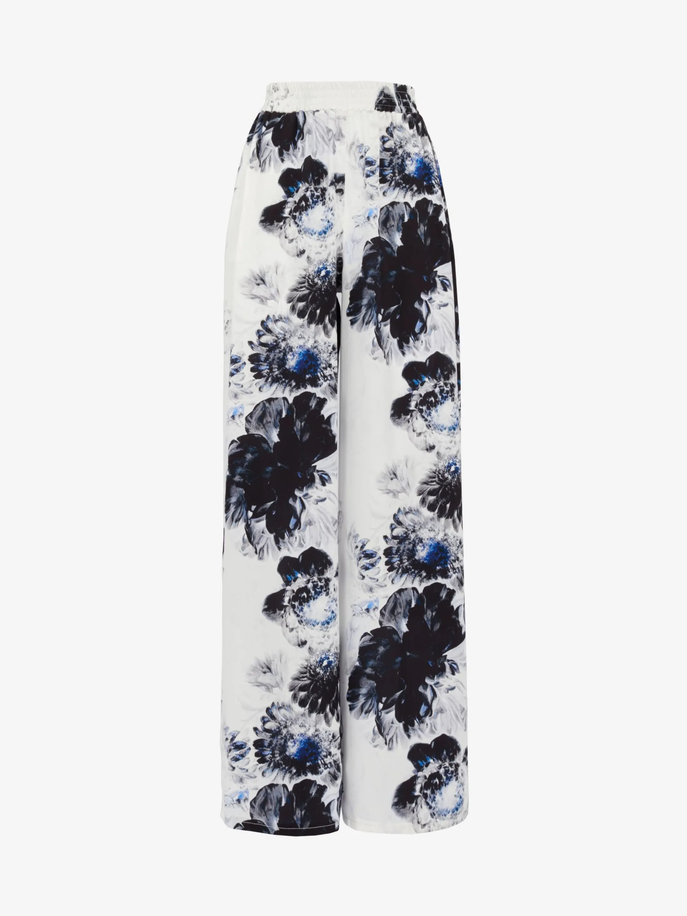 Store Alexander McQueen Women's Chiaroscuro Pyjama Trousers in White/Black/Electric Blue