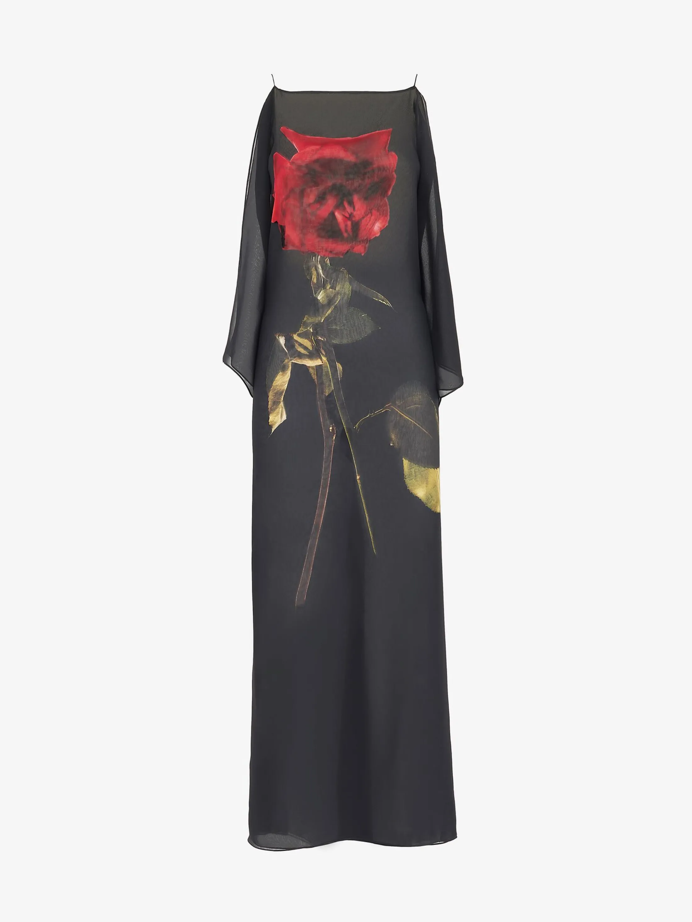 Discount Alexander McQueen Women's Chiffon Shadow Rose Slip Dress in Black