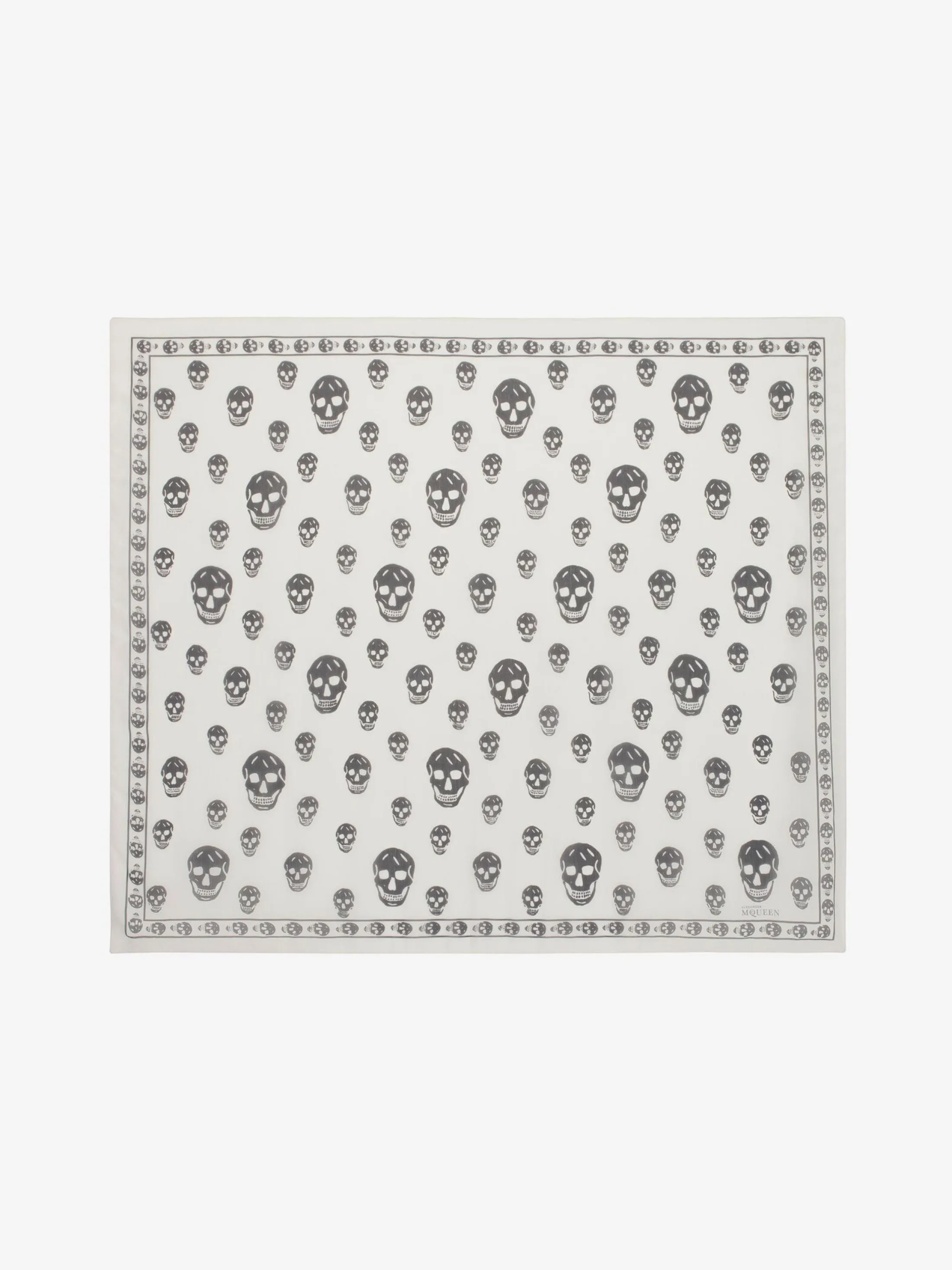 Sale Alexander McQueen Women's Classic Silk Chiffon Skull Scarf in Ivory/Black