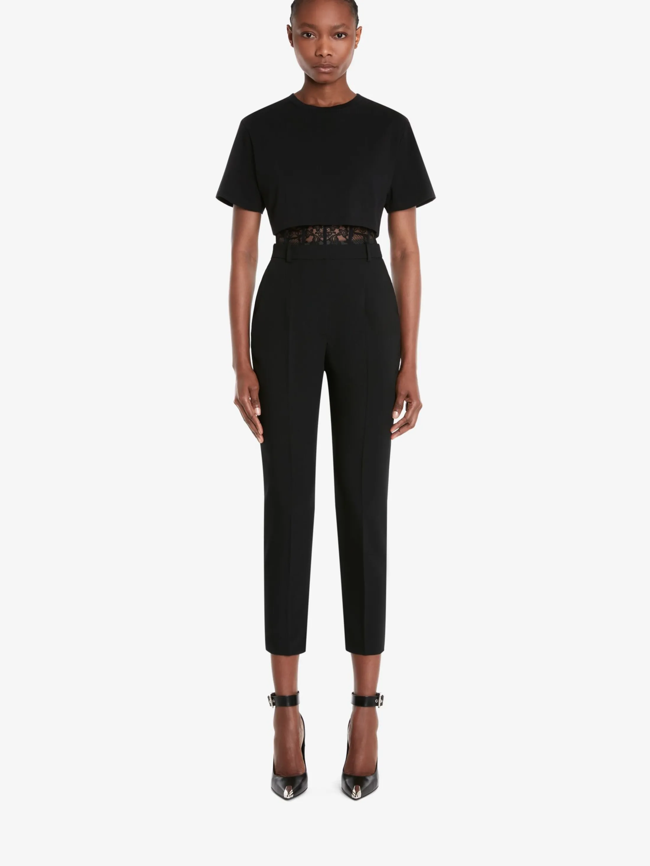 Store Alexander McQueen Women's Corset T-shirt in Black