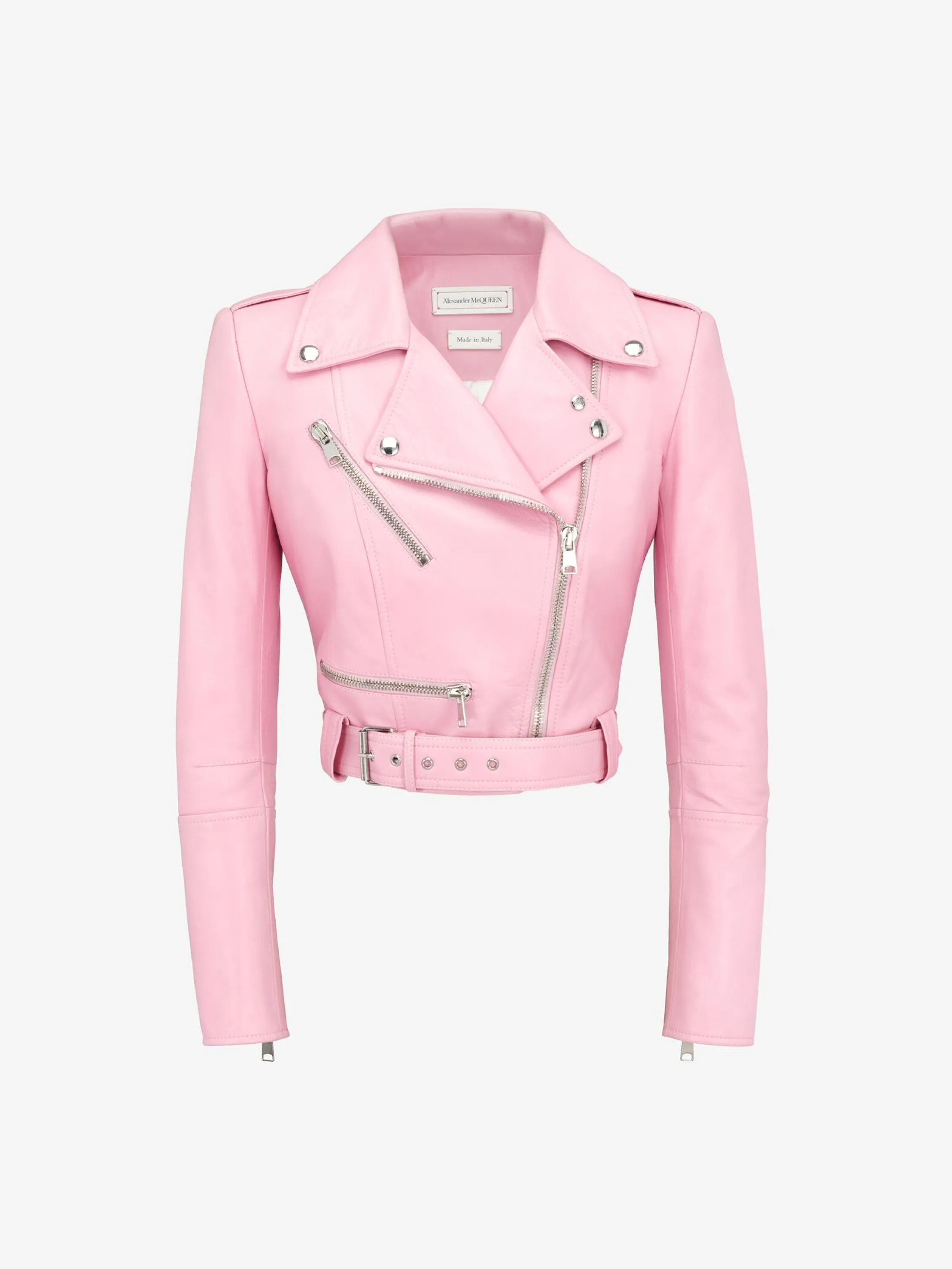 Shop Alexander McQueen Women's Cropped Biker Jacket in Pale Pink