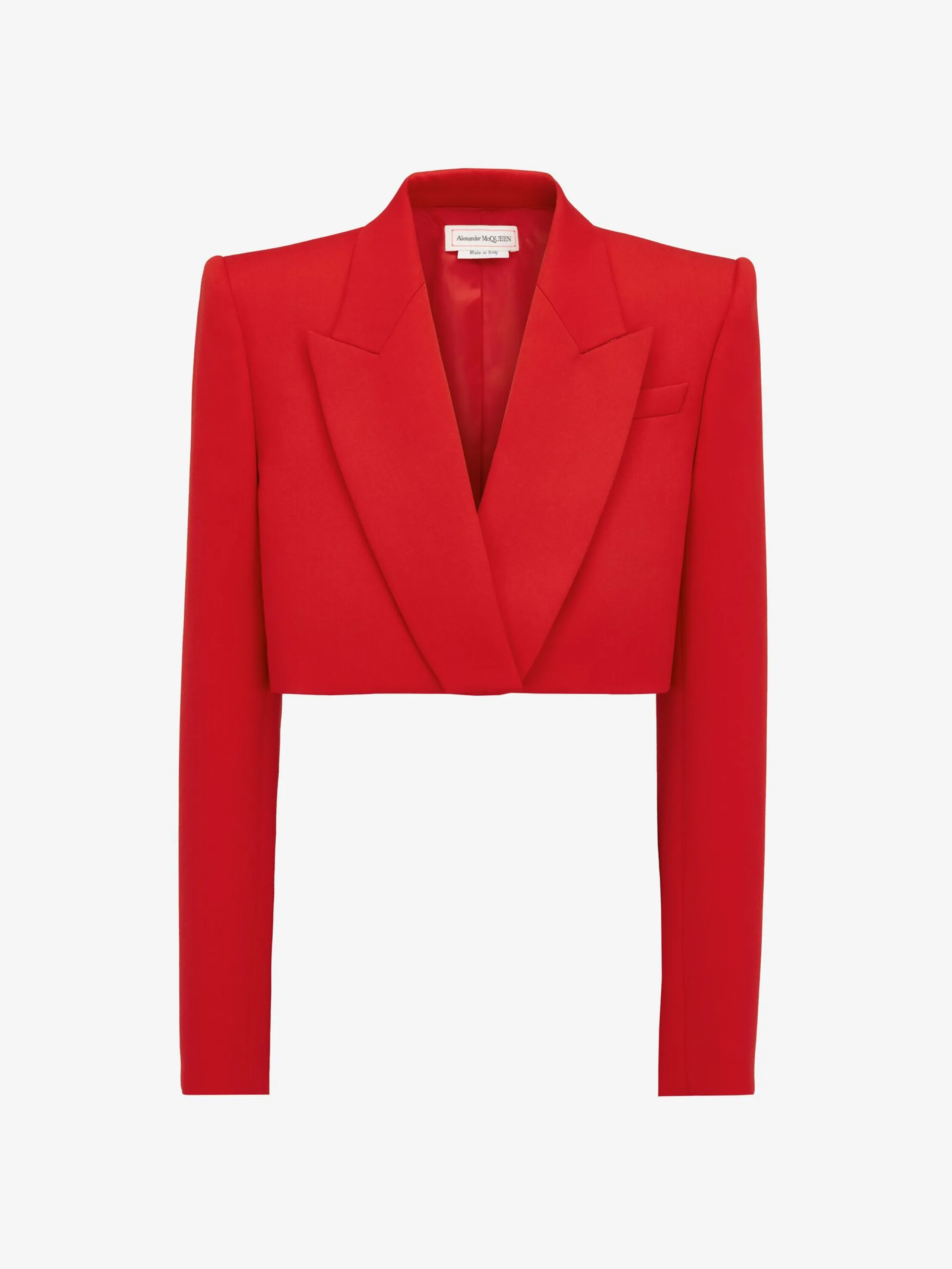 Cheap Alexander McQueen Women's Cropped Tuxedo Jacket in Lust Red