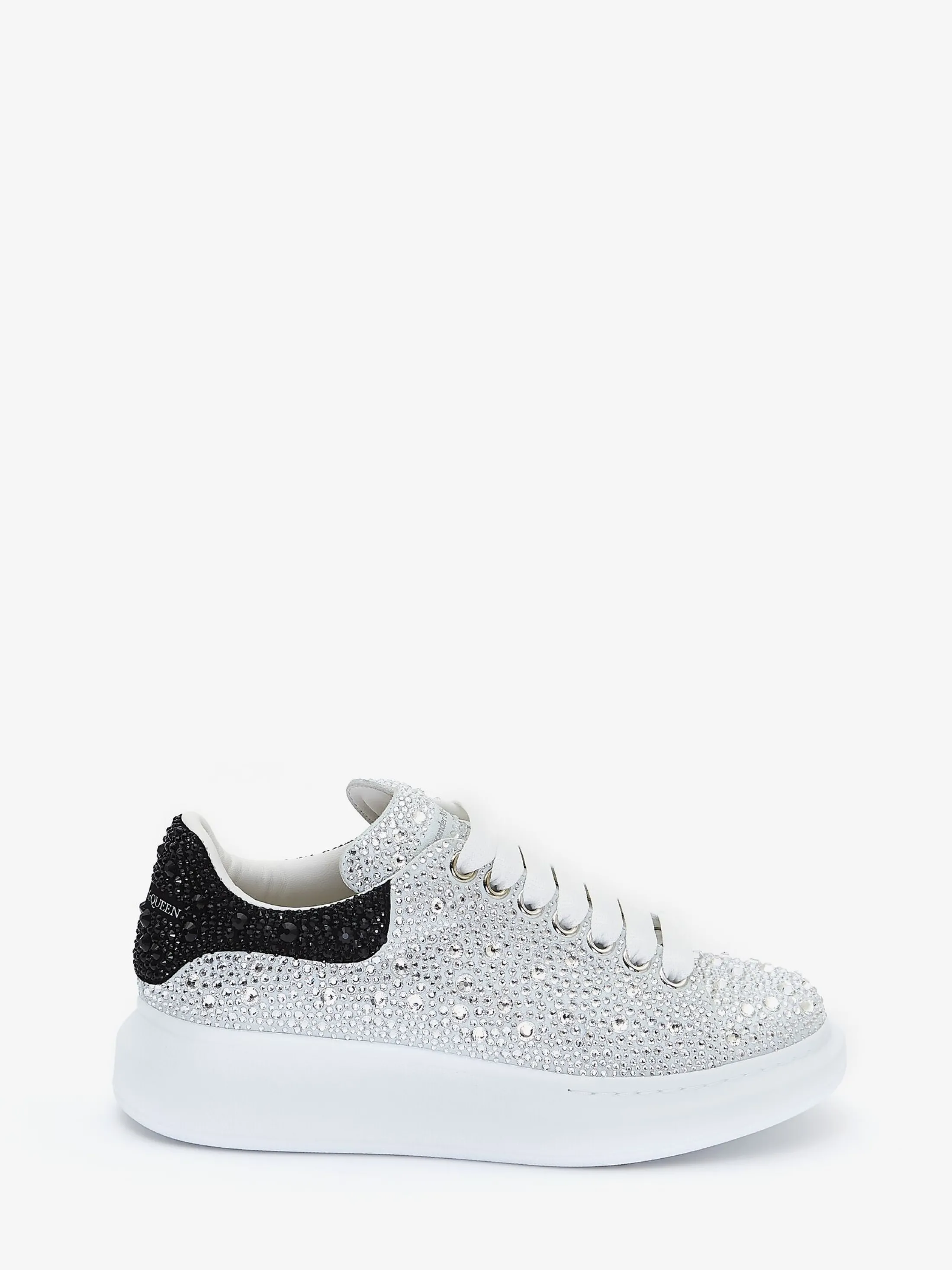 Fashion Alexander McQueen Women's Crystal-embellished Oversized Sneaker in White/Crystal