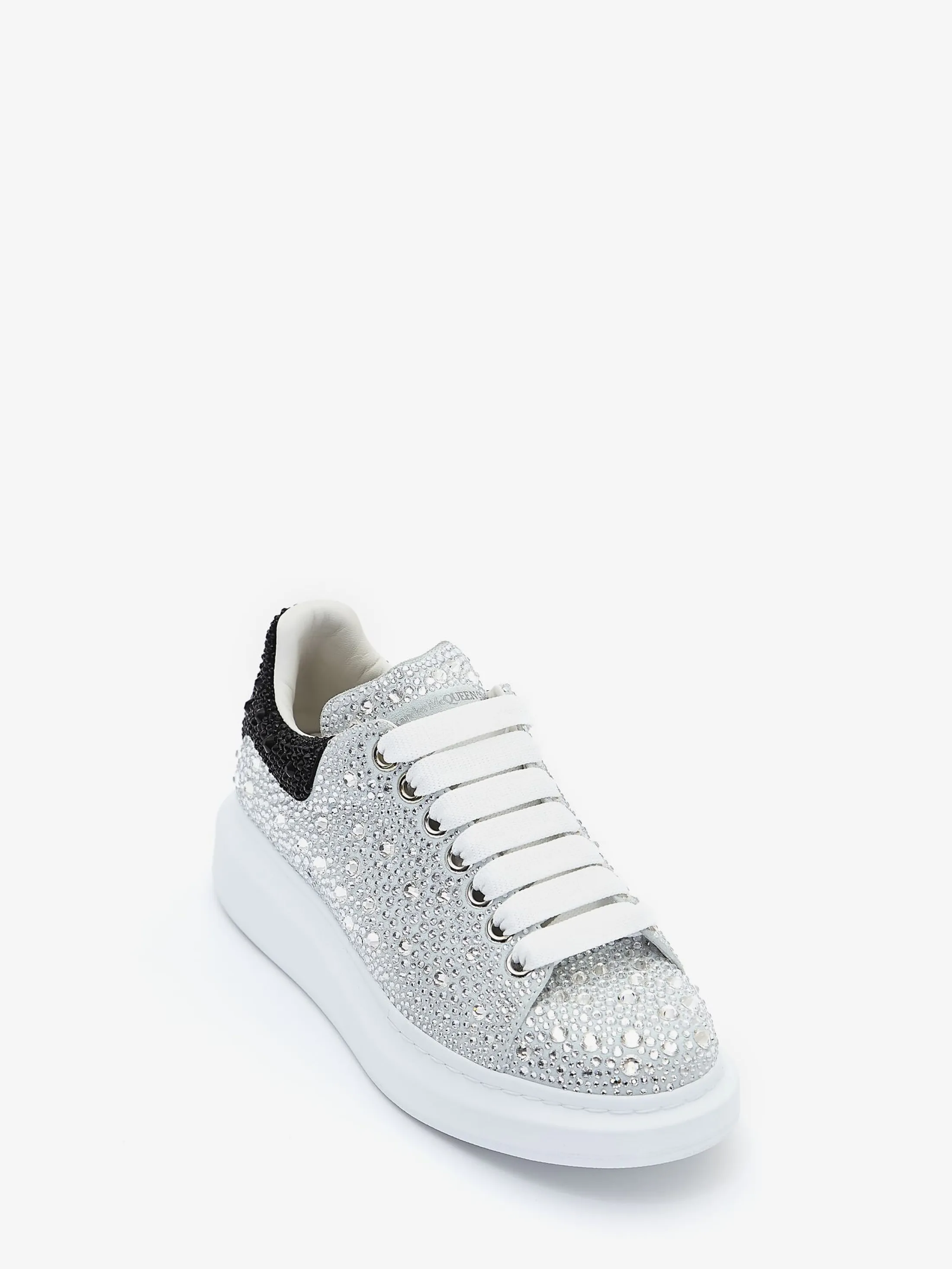 Fashion Alexander McQueen Women's Crystal-embellished Oversized Sneaker in White/Crystal