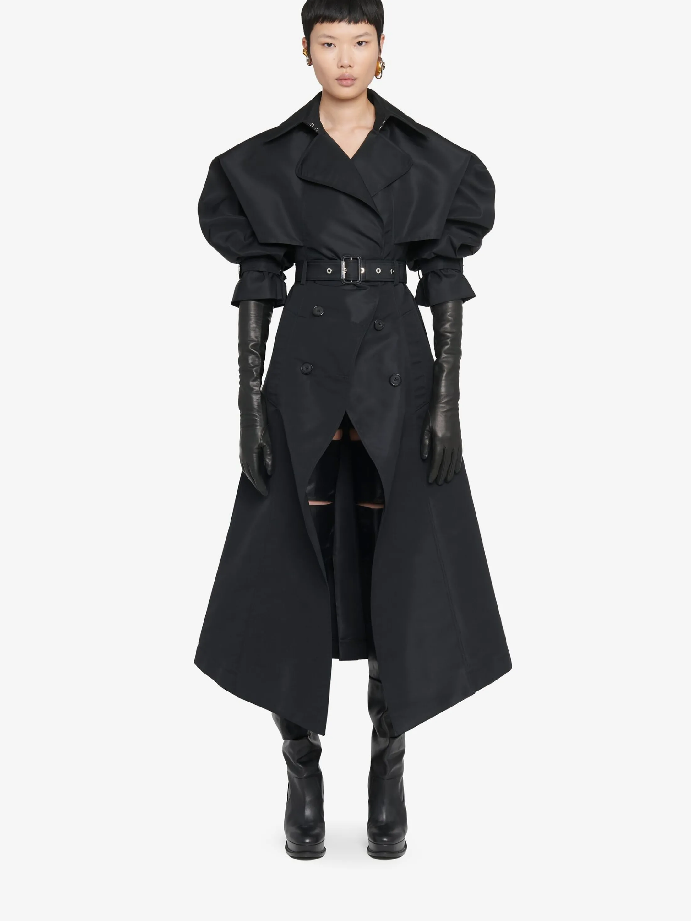 Shop Alexander McQueen Women's Cutaway Trench Coat in Black