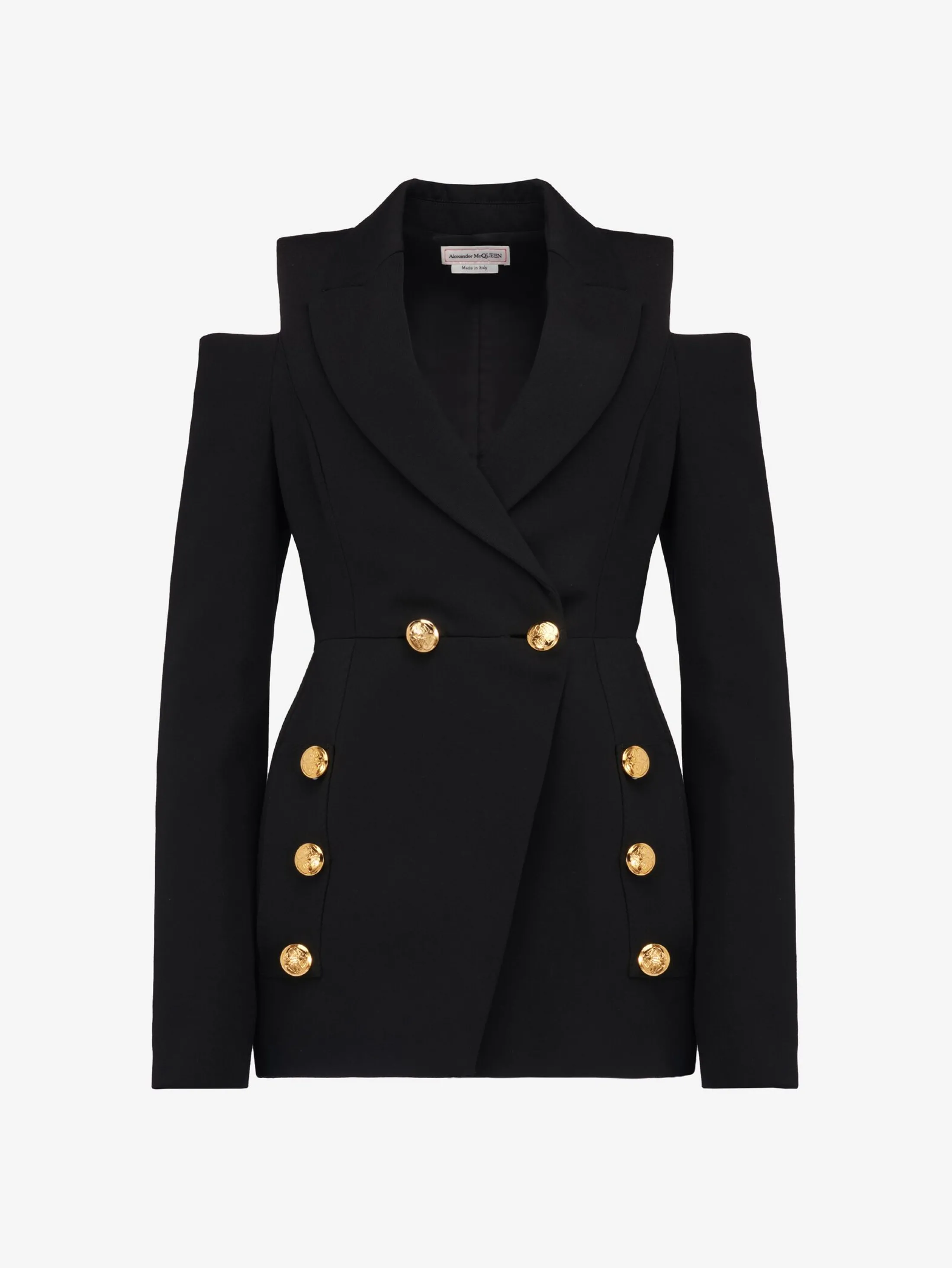 Clearance Alexander McQueen Women's Cut-out Double-breasted Military Jacket in Black