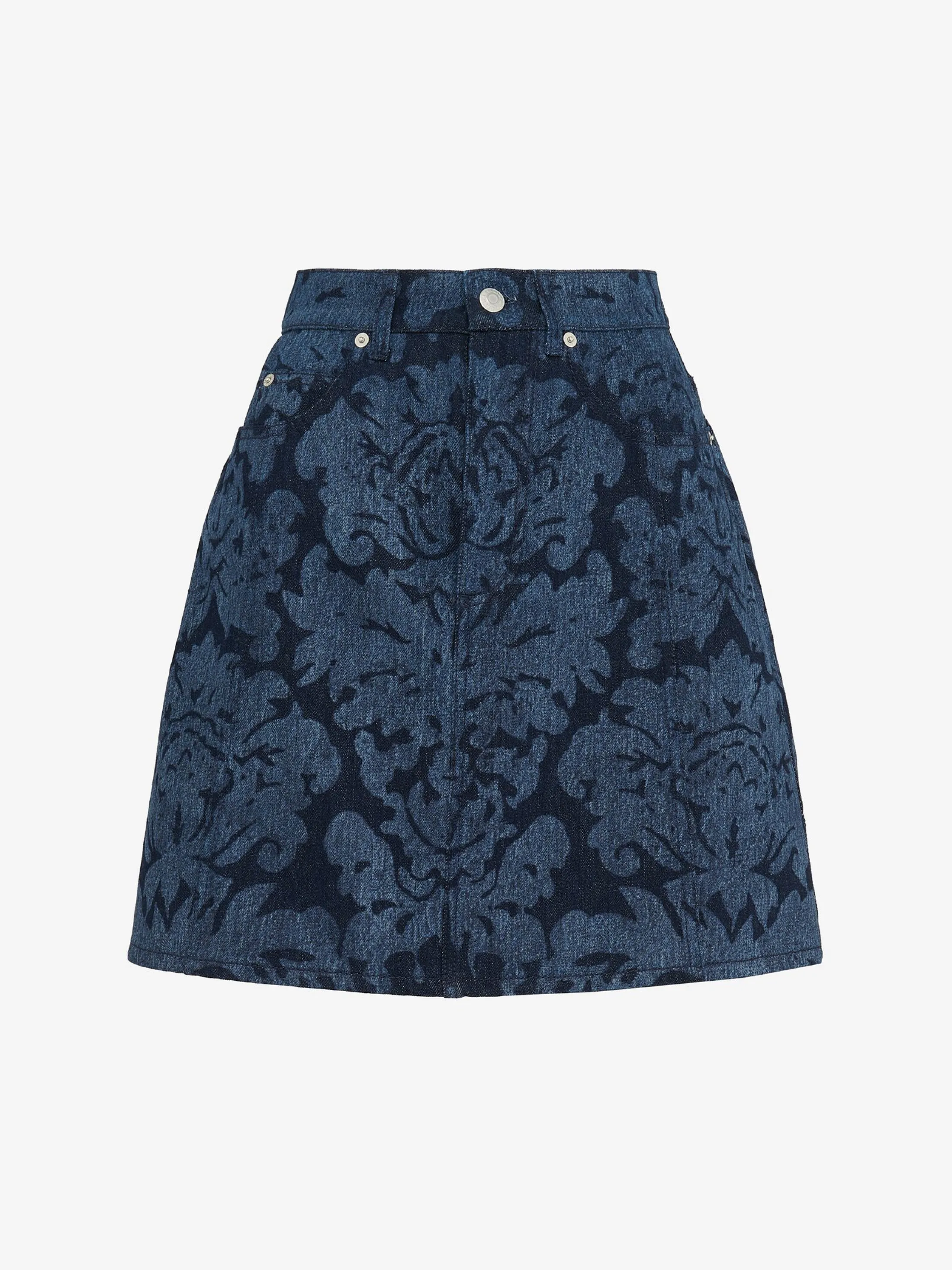 New Alexander McQueen Women's Damask Mini Skirt in Denim