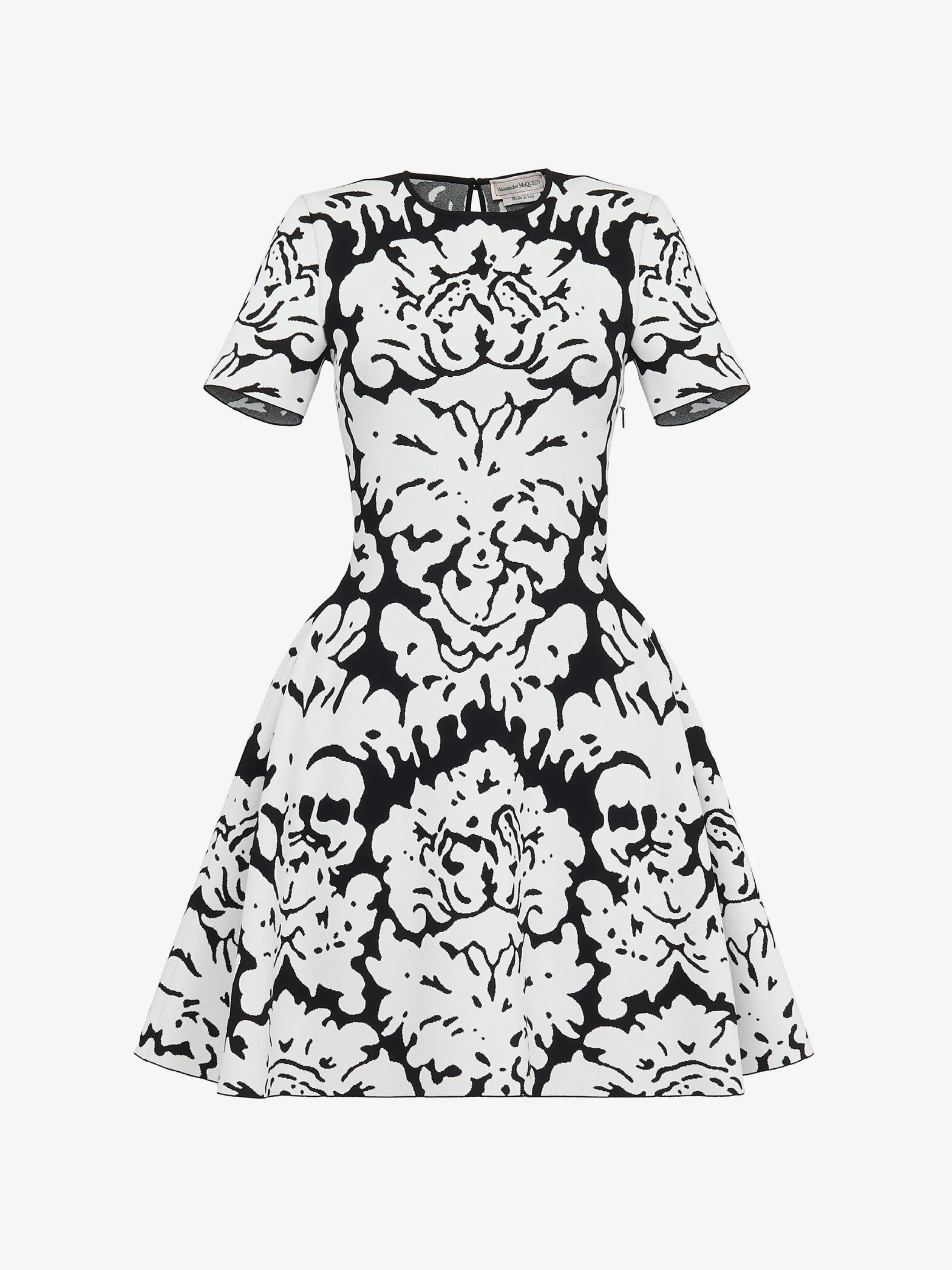 Shop Alexander McQueen Women's Damask Jacquard Mini Dress in Black/White