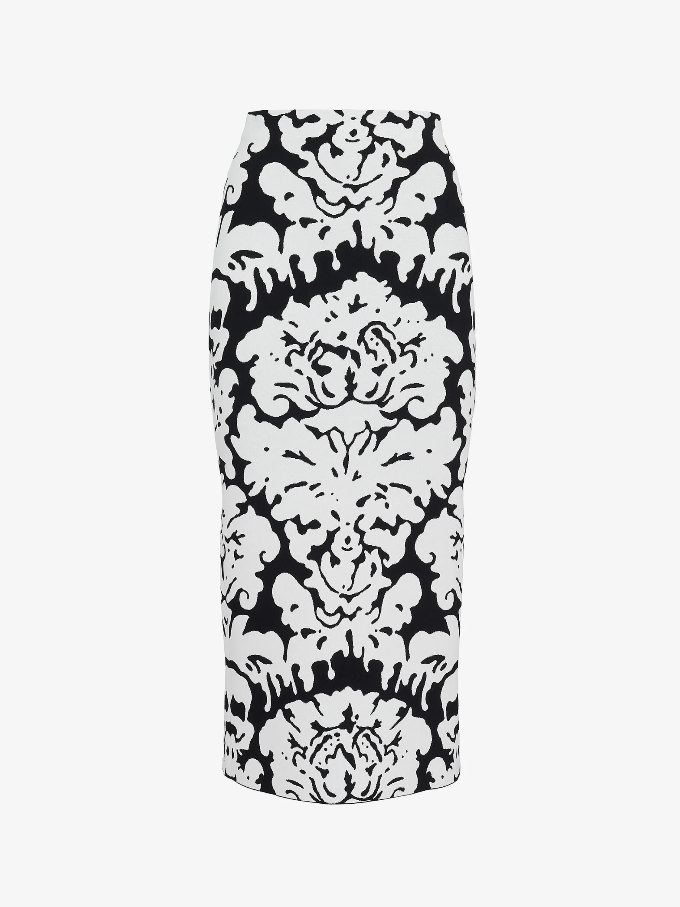 Best Sale Alexander McQueen Women's Damask Jacquard Pencil Skirt in Black/White