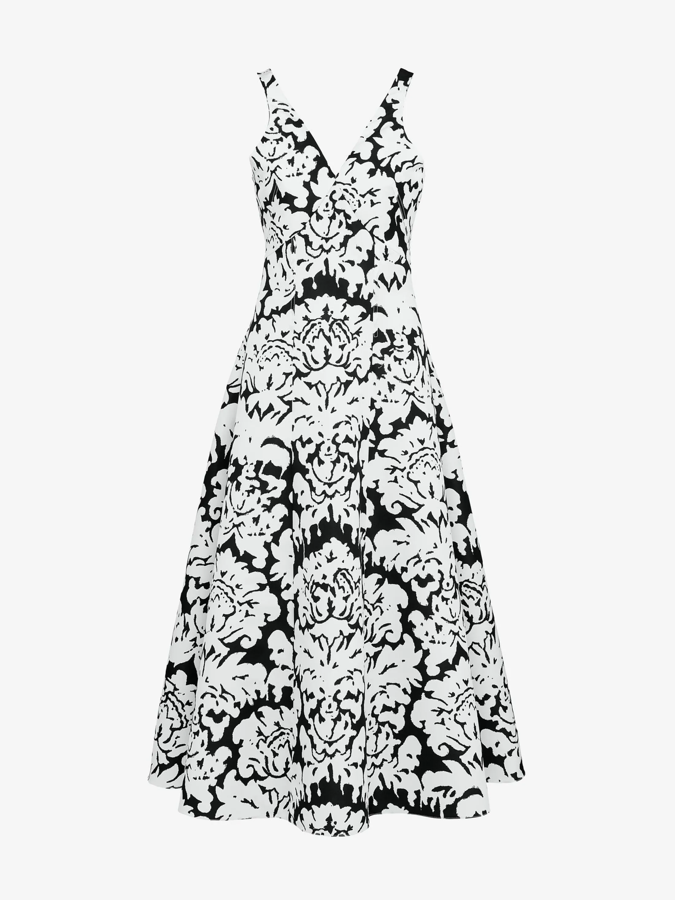 Store Alexander McQueen Women's Damask Midi Dress in Black/Ivory