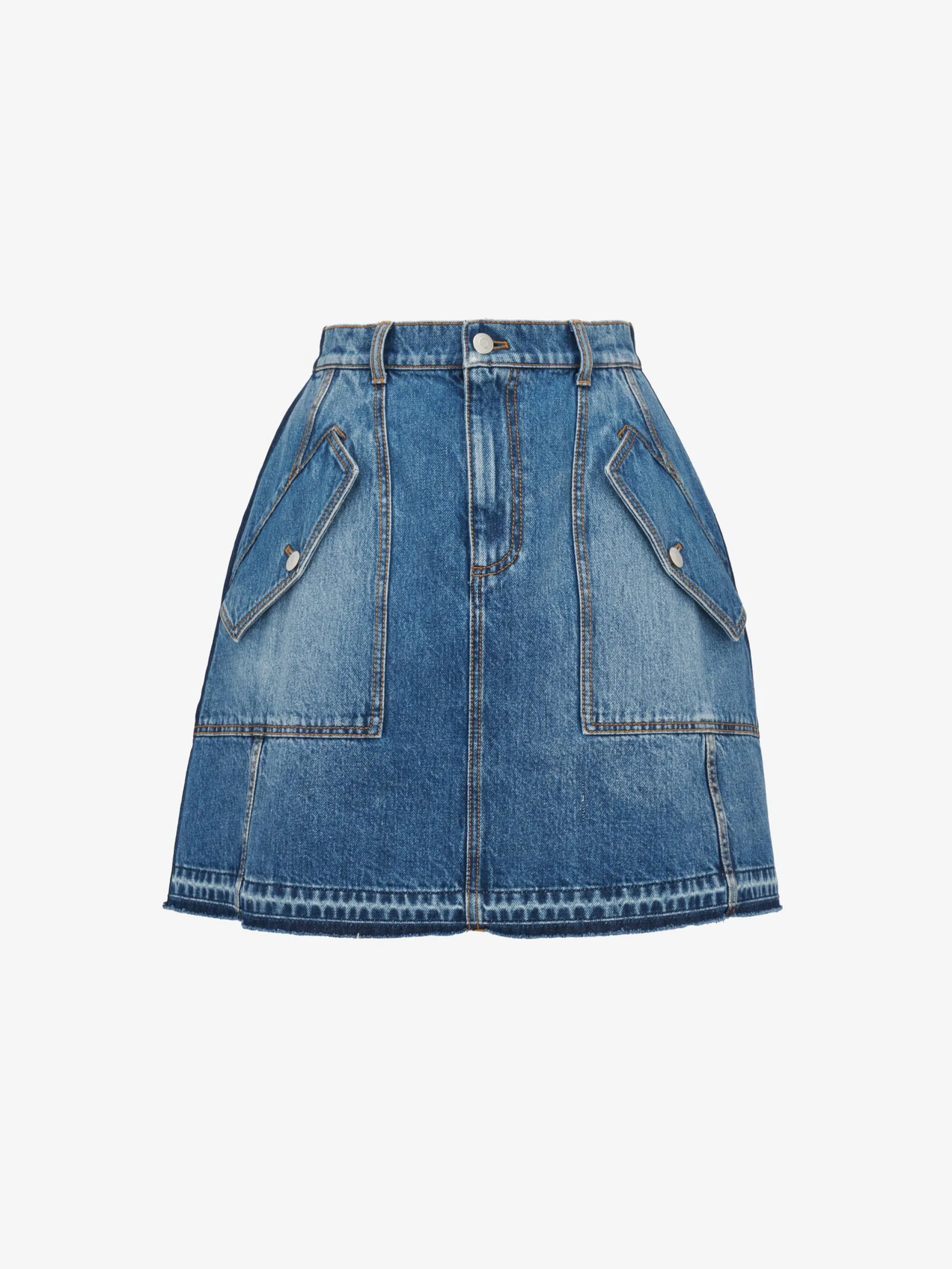 Best Alexander McQueen Women's Denim Mini Skirt in Washed Blue