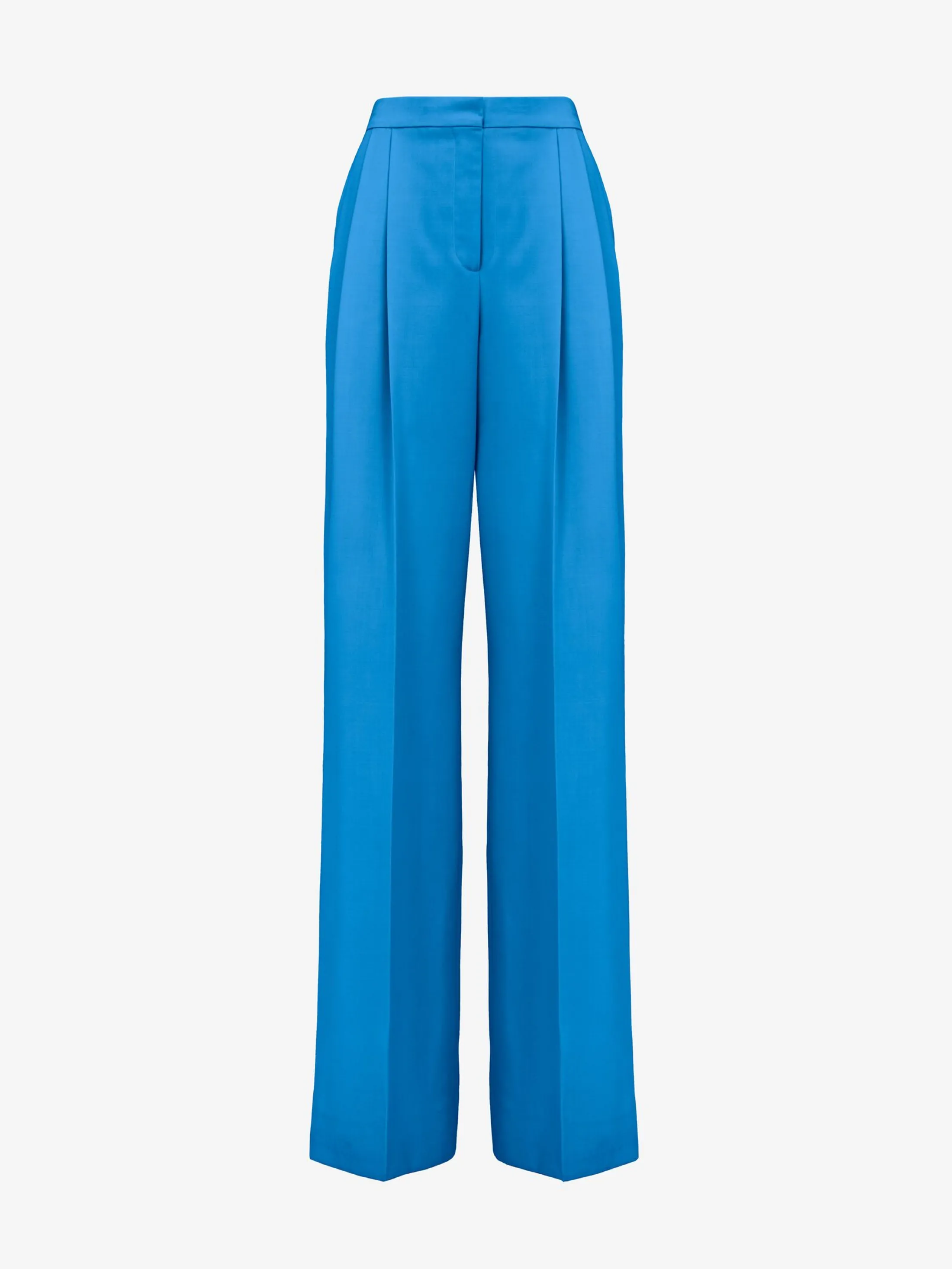 Flash Sale Alexander McQueen Women's Double Pleat Wide Leg Trousers in Lapis Blue