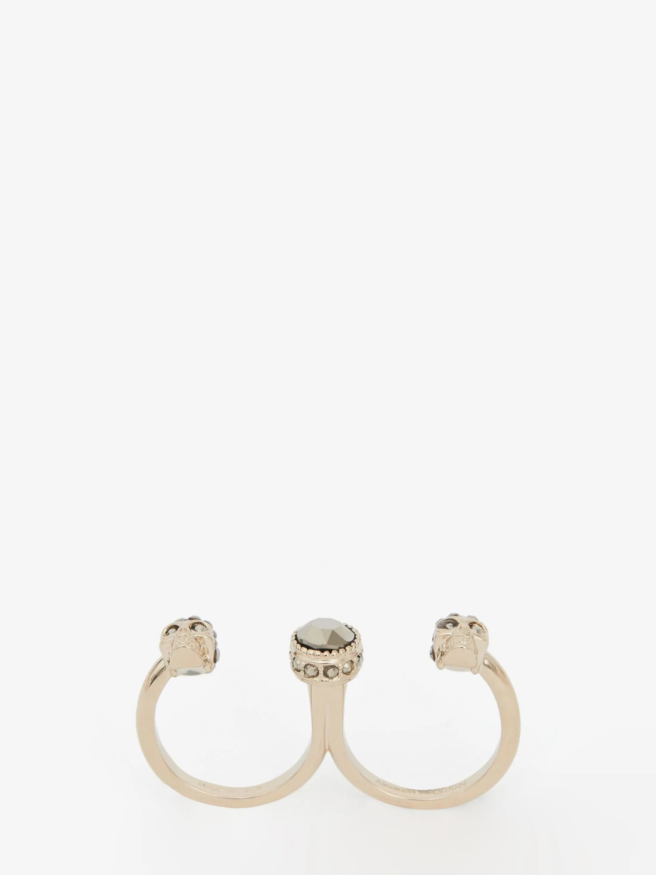 Hot Alexander McQueen Women's Double Skull Ring in Pale Gold