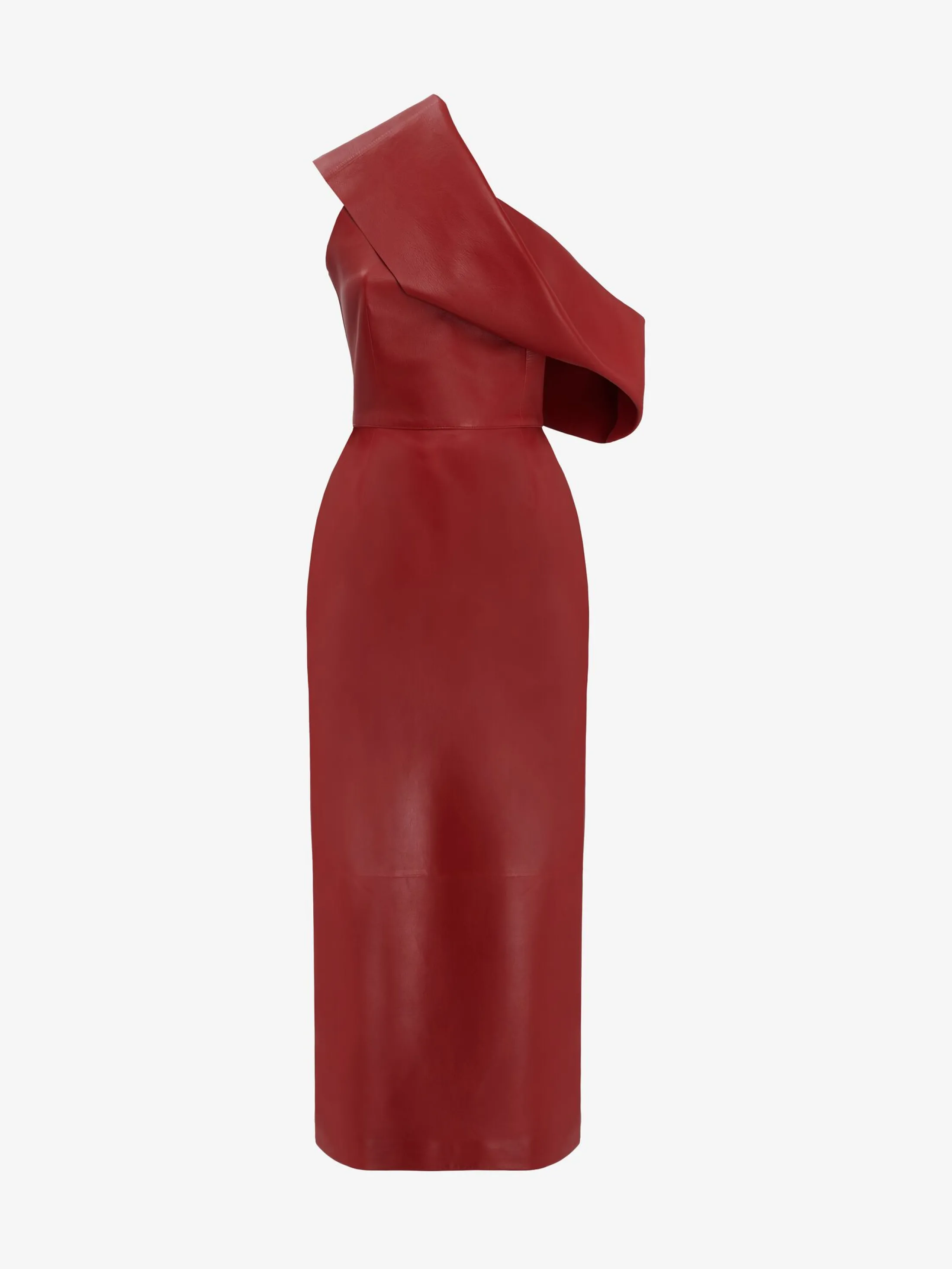 Flash Sale Alexander McQueen Women's Drape Leather Dress in Blood Red