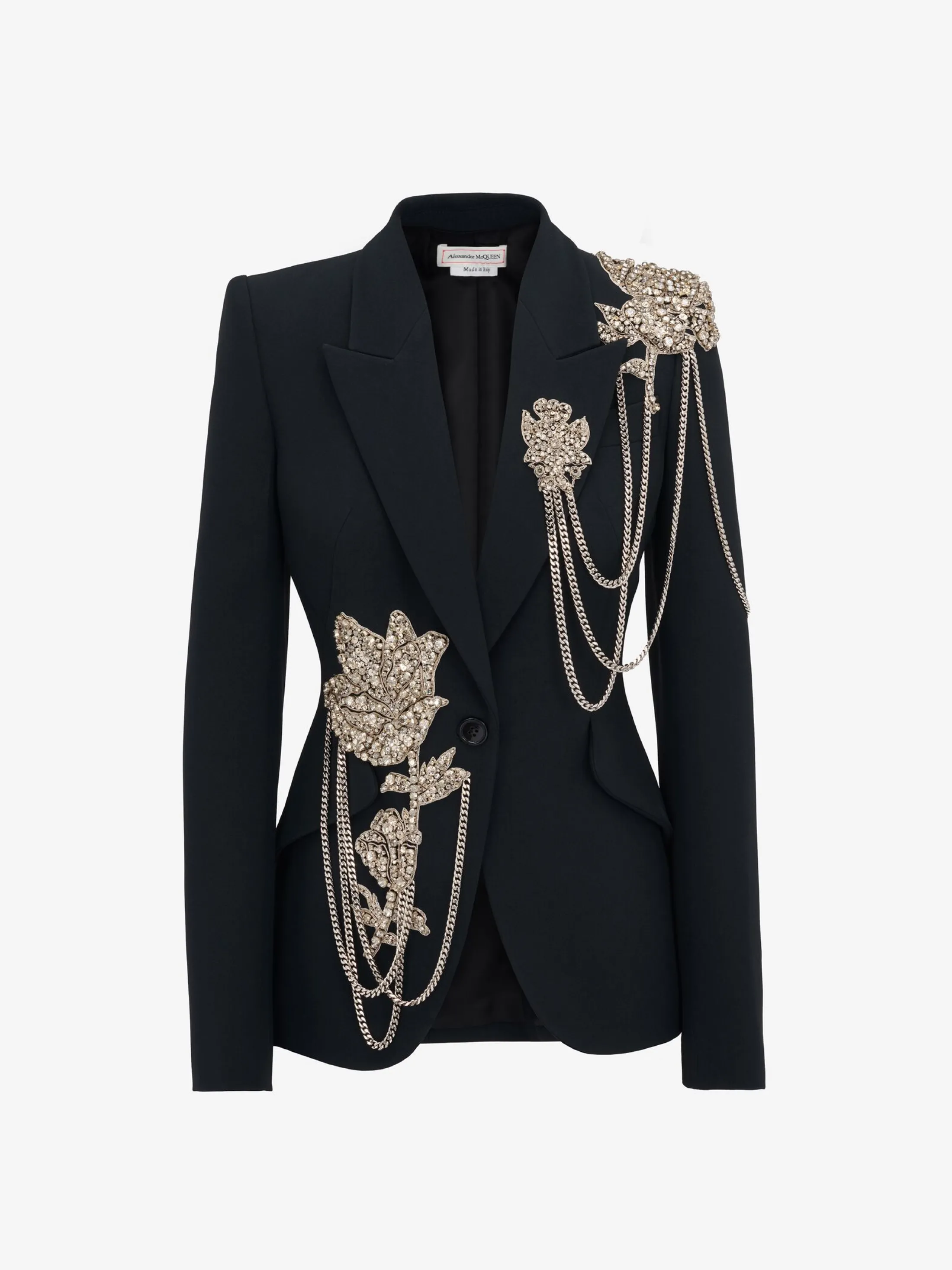 Best Sale Alexander McQueen Women's Embroidered Single-breasted Jacket in Black